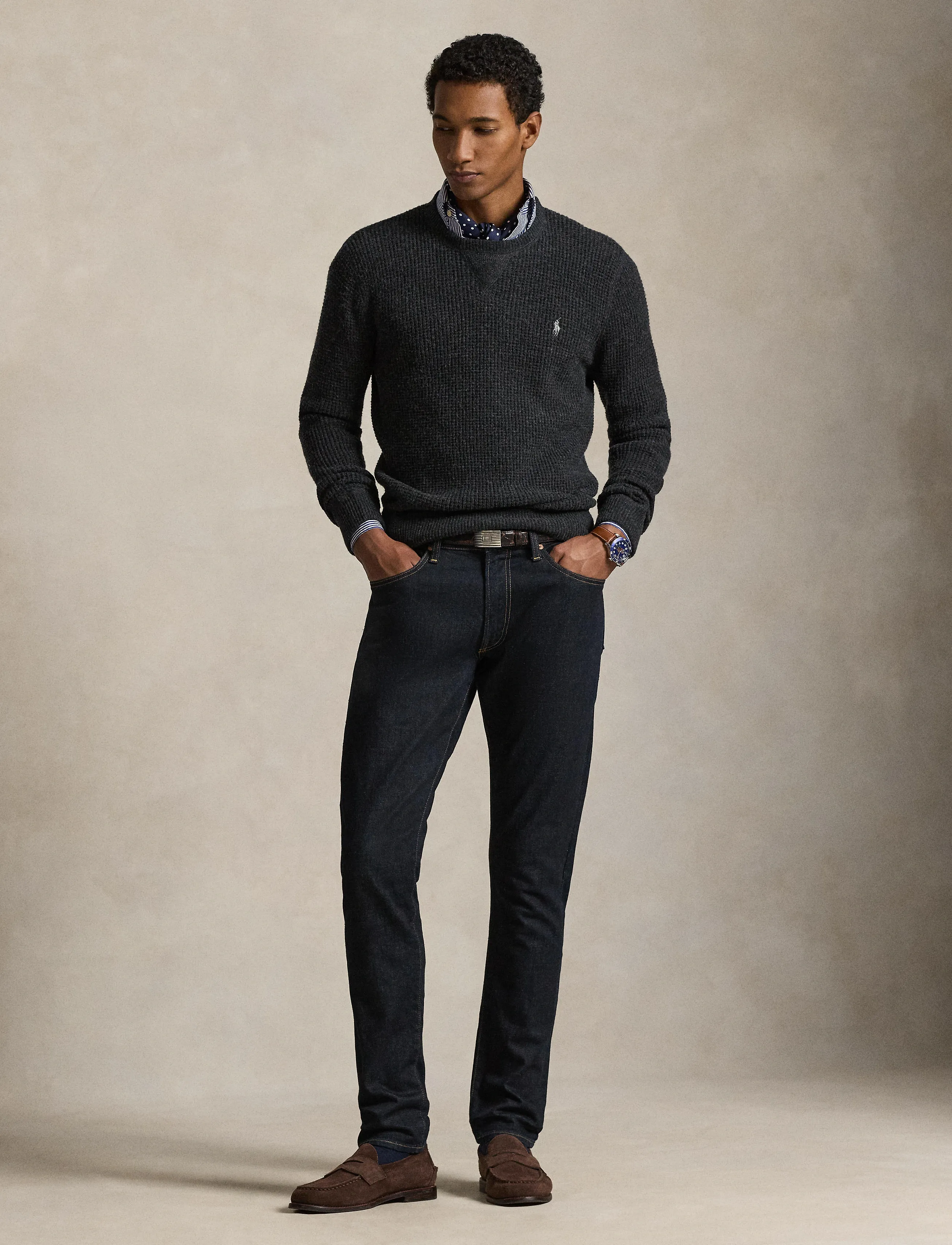 Polo Ralph Lauren - COTTON WOOL-SWEATER-PULLOVER - Ümmarguse kaelusega kudumid - dark granite hthr - 3