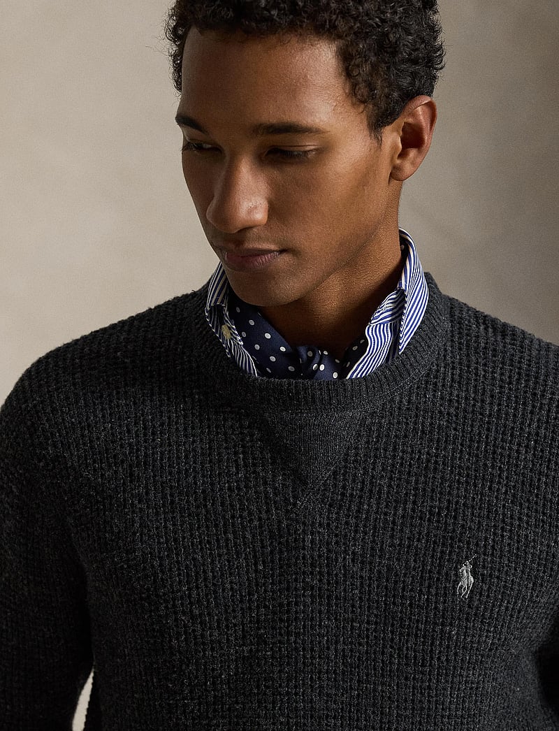 Polo Ralph Lauren - Waffle-Knit Wool-Cotton Sweater - rundhals - dark granite hthr - 4