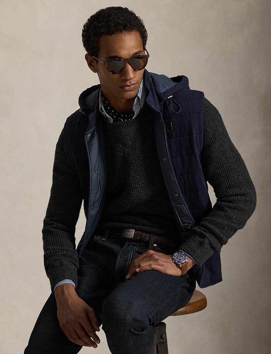 Polo Ralph Lauren - Waffle-Knit Wool-Cotton Sweater - rundhals - dark granite hthr - 5