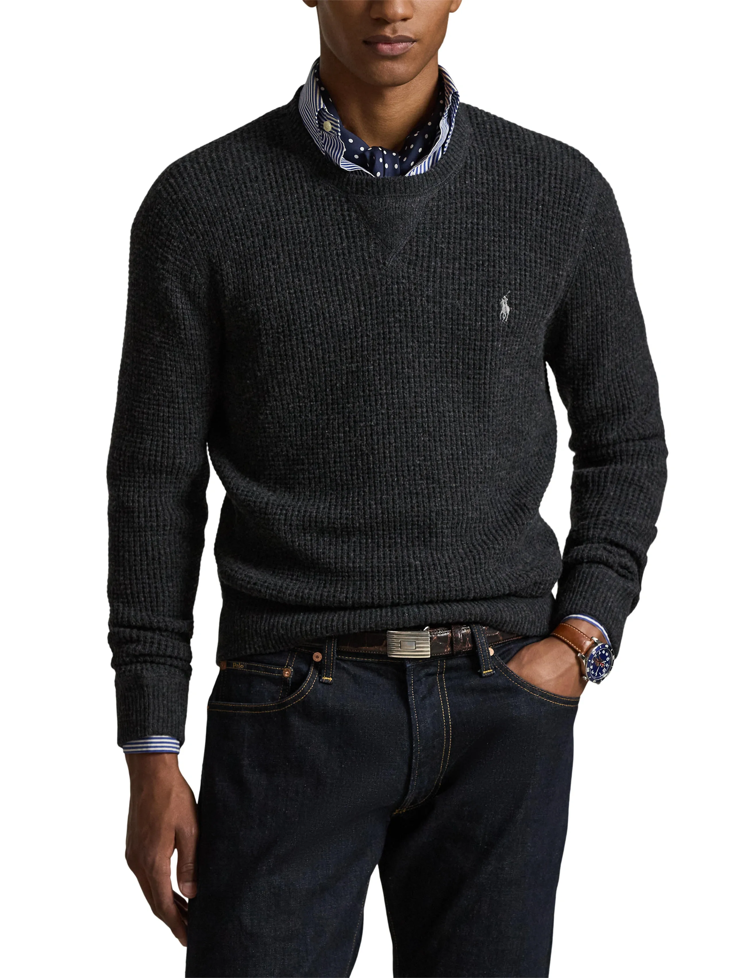 Polo Ralph Lauren Waffle-Knit Wool-Cotton Sweater stickade tröjor herr – bild 6