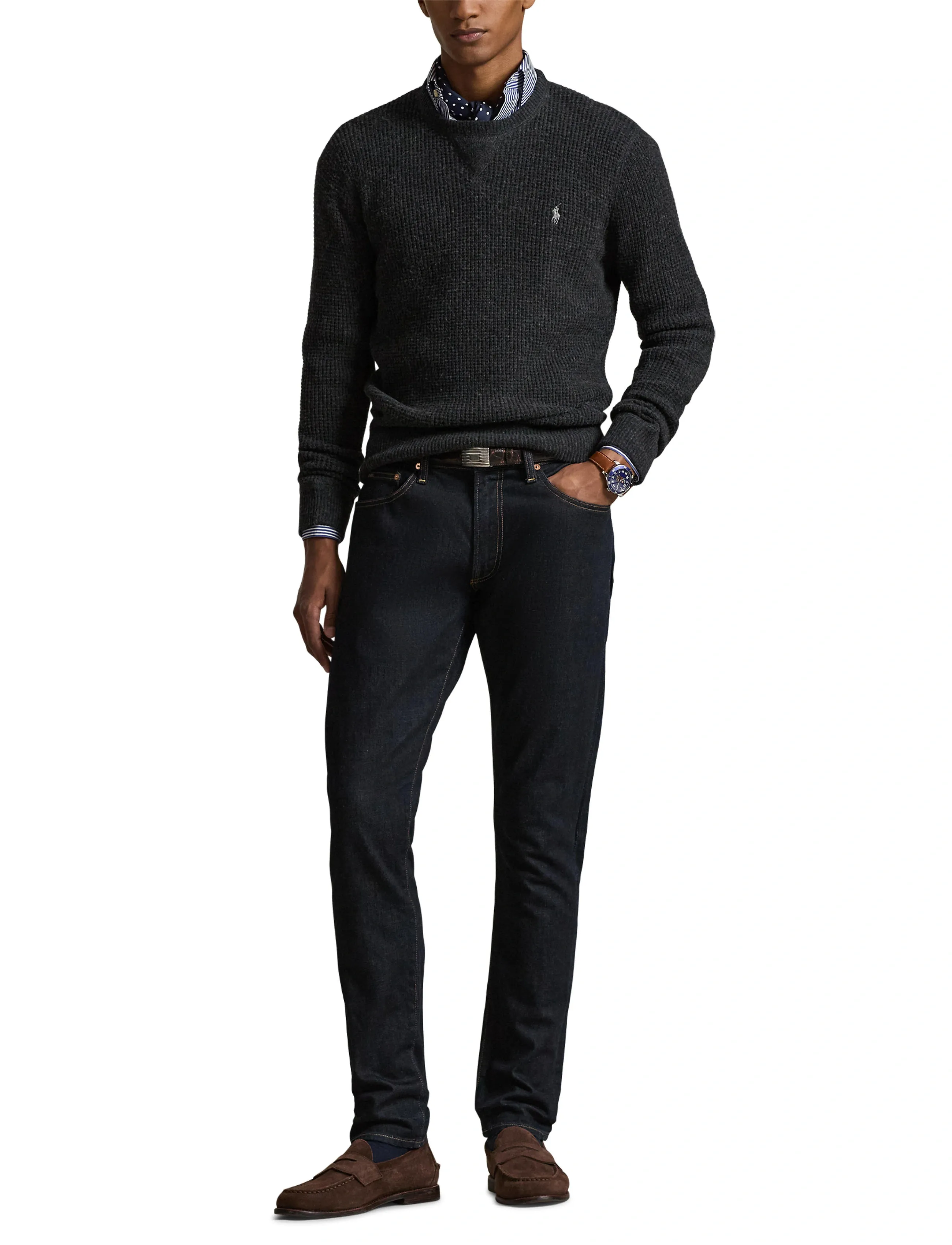 Polo Ralph Lauren Waffle-Knit Wool-Cotton Sweater stickade tröjor herr – bild 7