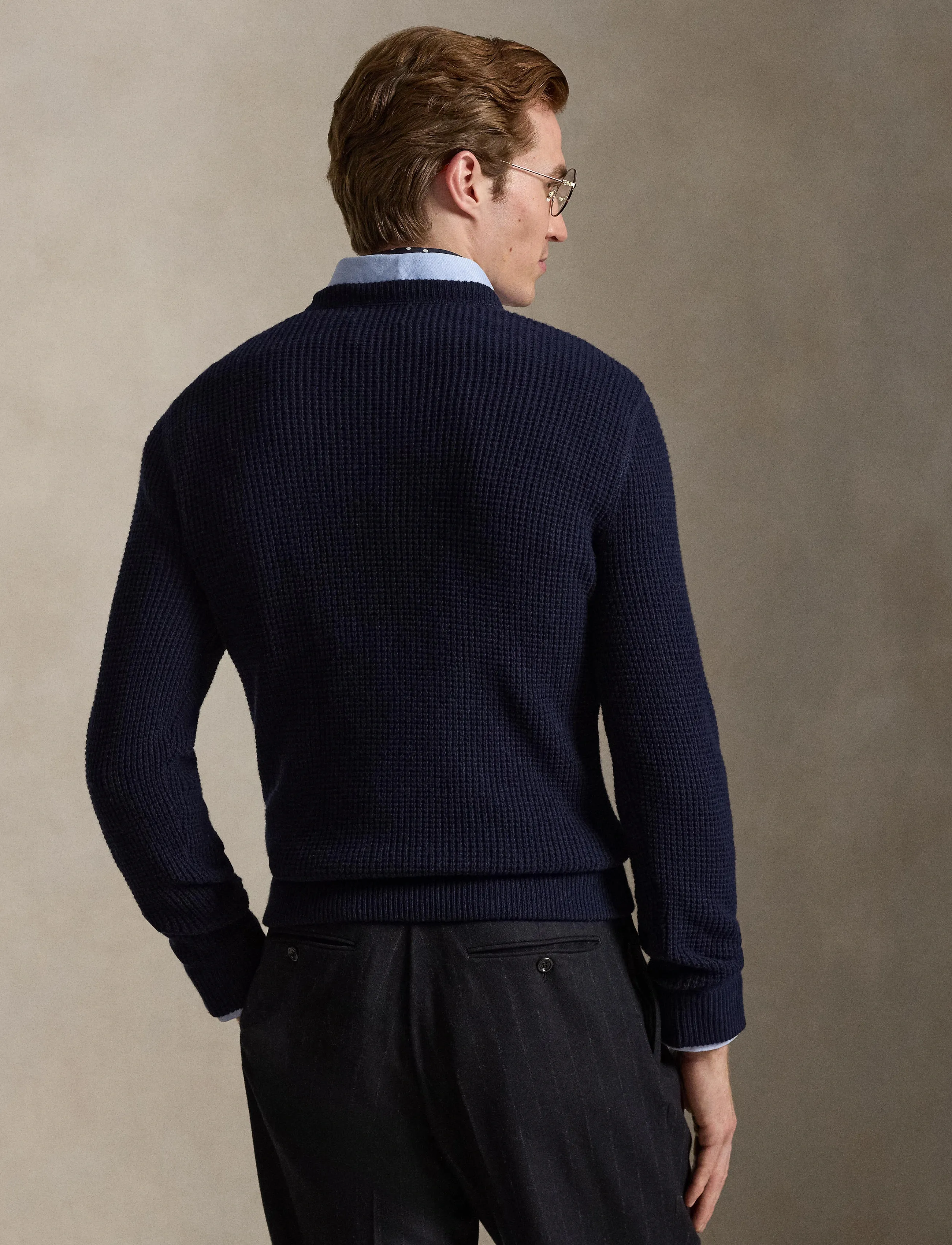 Polo Ralph Lauren - Waffle-Knit Wool-Cotton Sweater - kudumid - hunter navy - 3