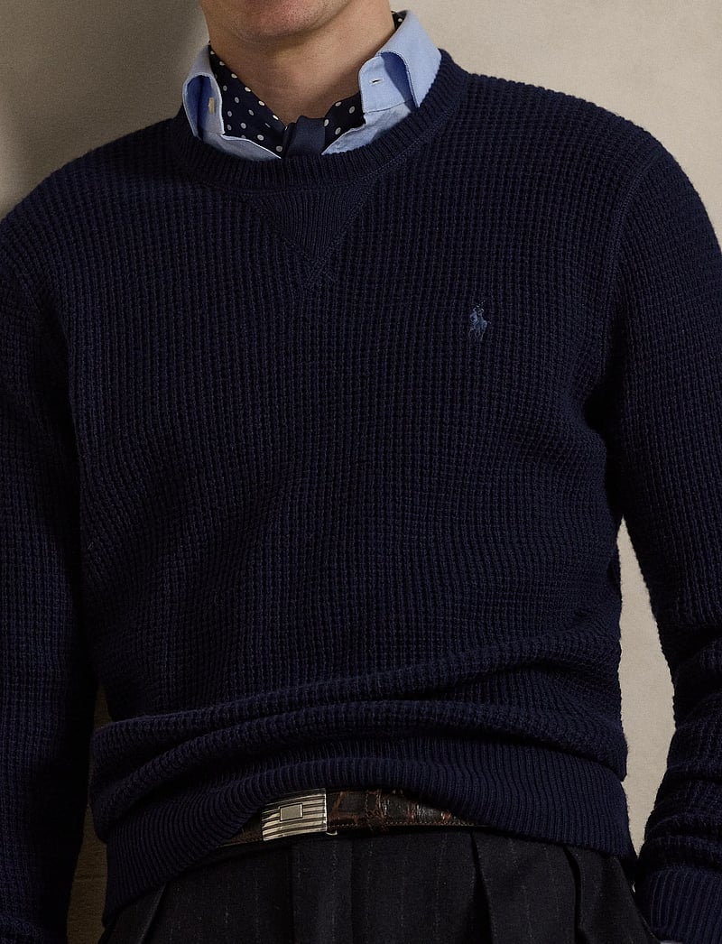 Polo Ralph Lauren - Waffle-Knit Wool-Cotton Sweater - rundhals - hunter navy - 4