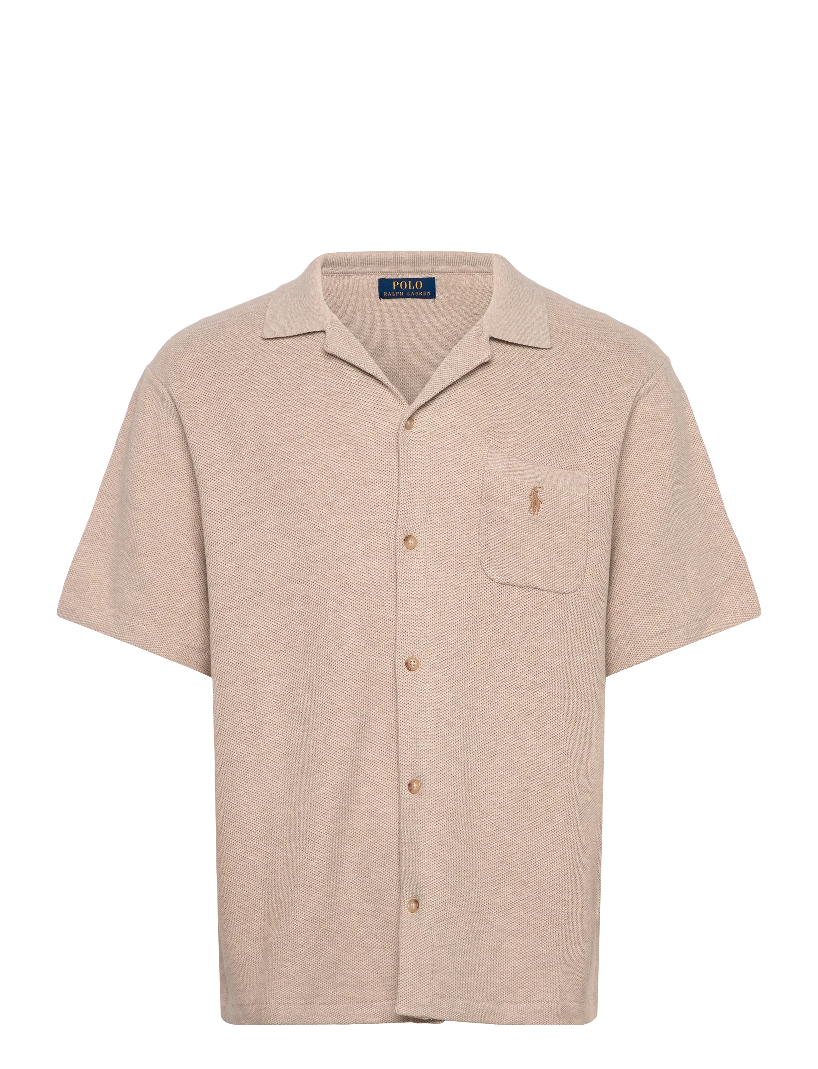 Polo Ralph Lauren Mesh-Knit Cotton Short-Sleeve Cardigan - Skjorter - LIGHT WALNUT BROW / beige