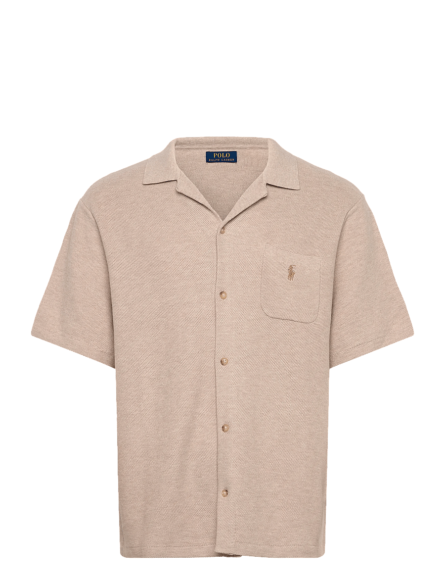Polo Ralph Lauren - Mesh-Knit Cotton Camp Shirt Sweater - kortærmede skjorter - light walnut brow - 0