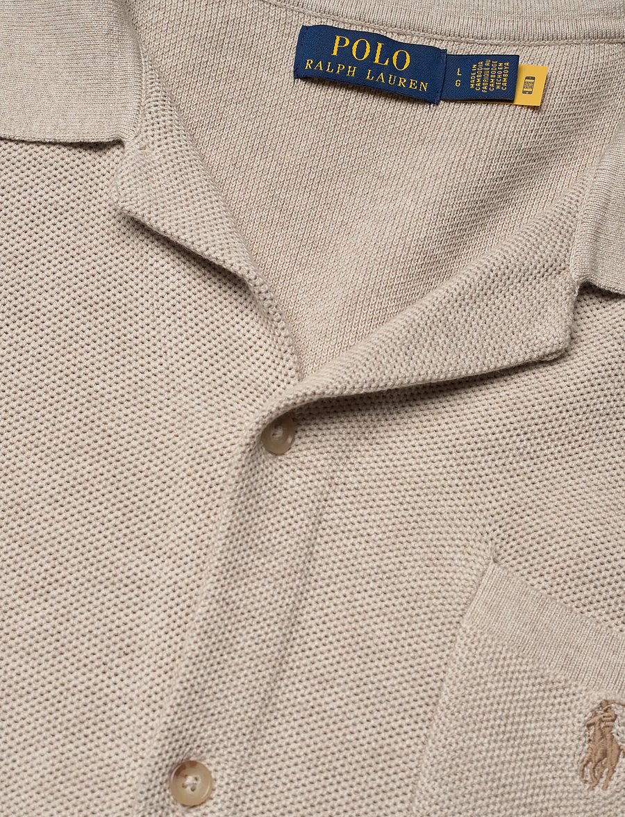 Polo Ralph Lauren - Mesh-Knit Cotton Camp Shirt Sweater - kortærmede skjorter - light walnut brow - 2