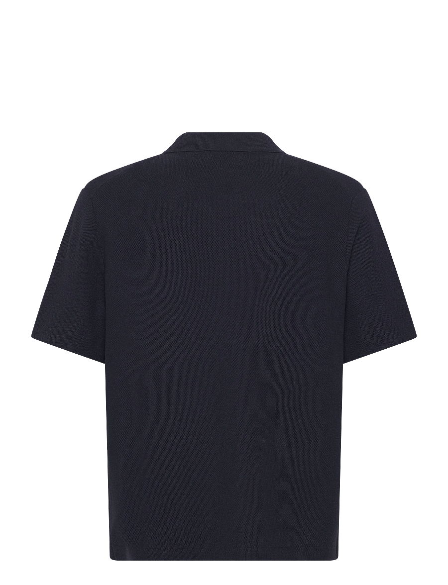 Polo Ralph Lauren - Mesh-Knit Cotton Camp Shirt Sweater - kortärmade skjortor - navy hthr - 1