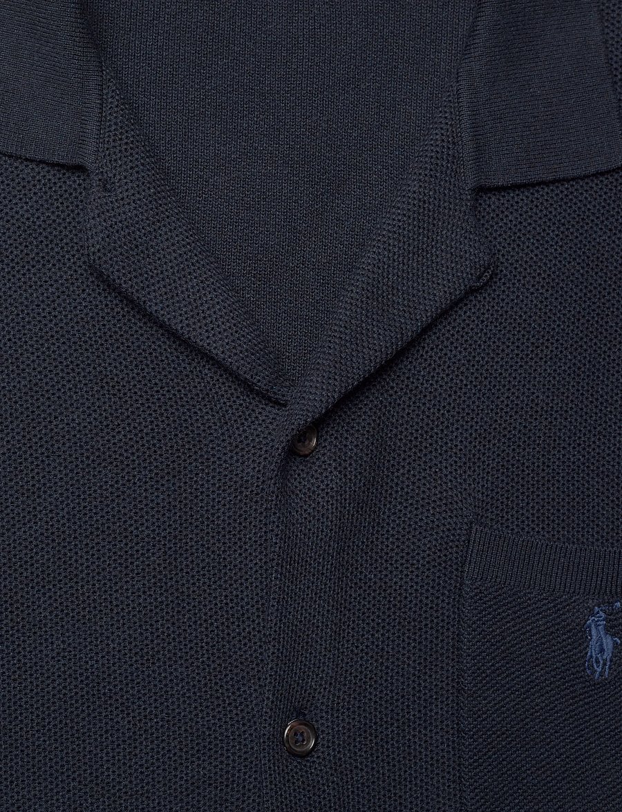 Polo Ralph Lauren - Mesh-Knit Cotton Camp Shirt Sweater - kortärmade skjortor - navy hthr - 2