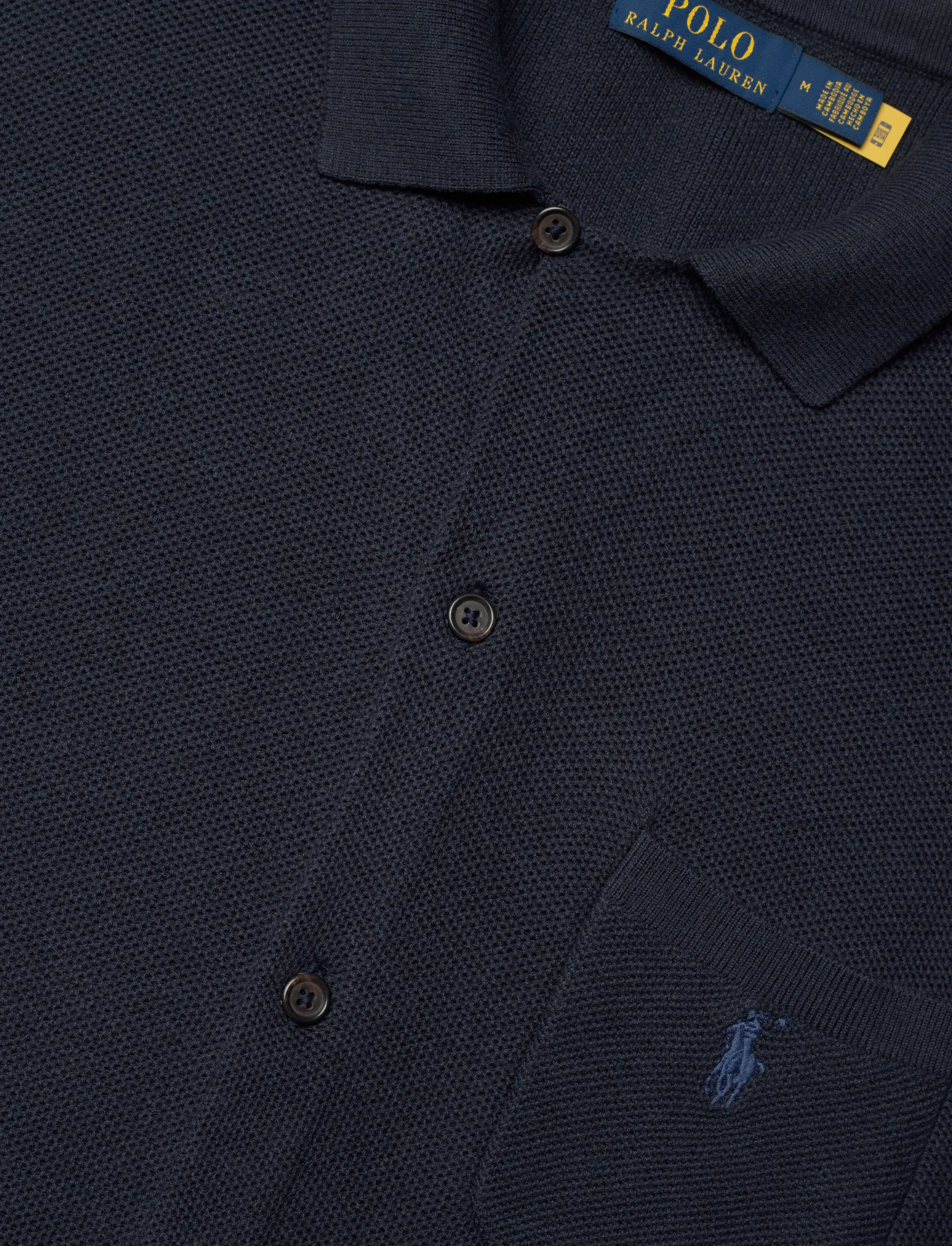 Polo Ralph Lauren - Mesh-Knit Cotton Short-Sleeve Cardigan - kortermede skjorter - navy hthr - 3