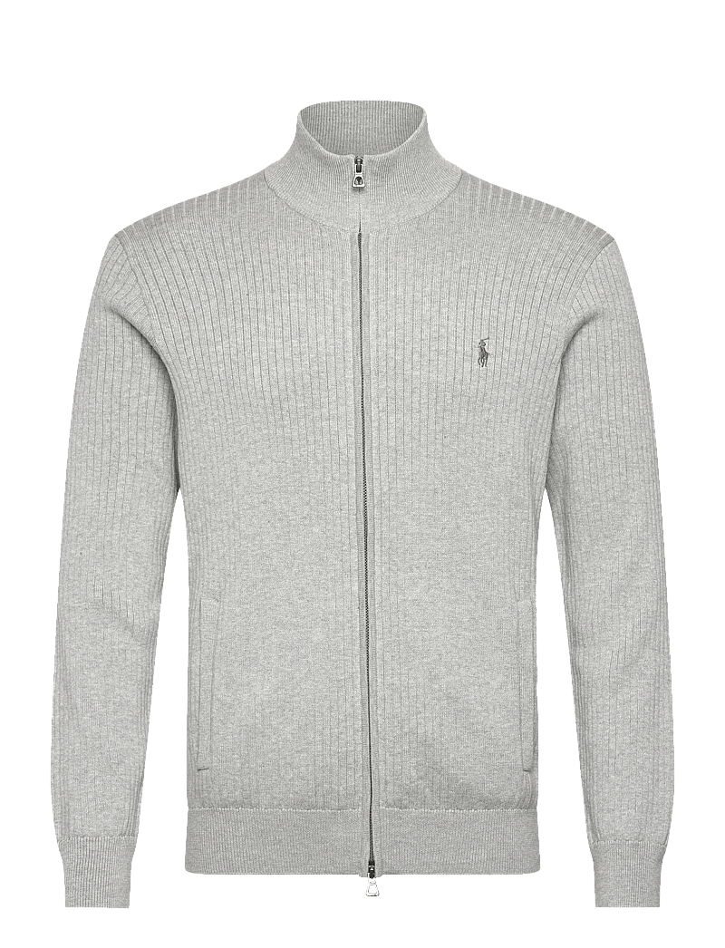 Polo Ralph Lauren - Rib-Knit Cotton Full-Zip Sweater - lukuga džemprid - andover heather - 0