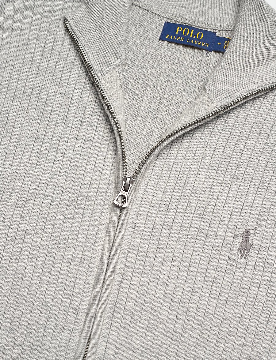 Polo Ralph Lauren - Rib-Knit Cotton Full-Zip Sweater - andover heather - 2