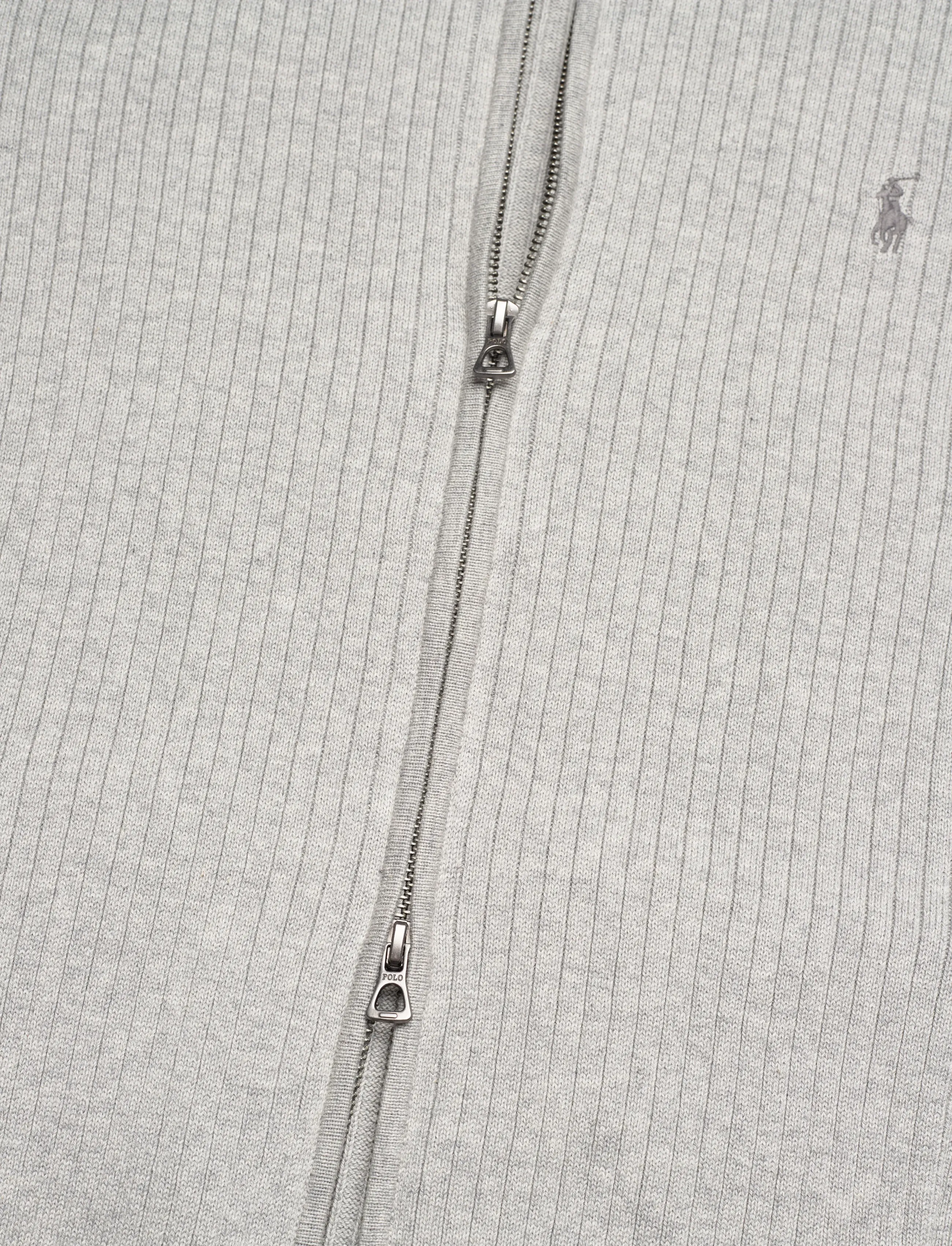 Polo Ralph Lauren - Rib-Knit Cotton Full-Zip Sweater - andover heather - 4
