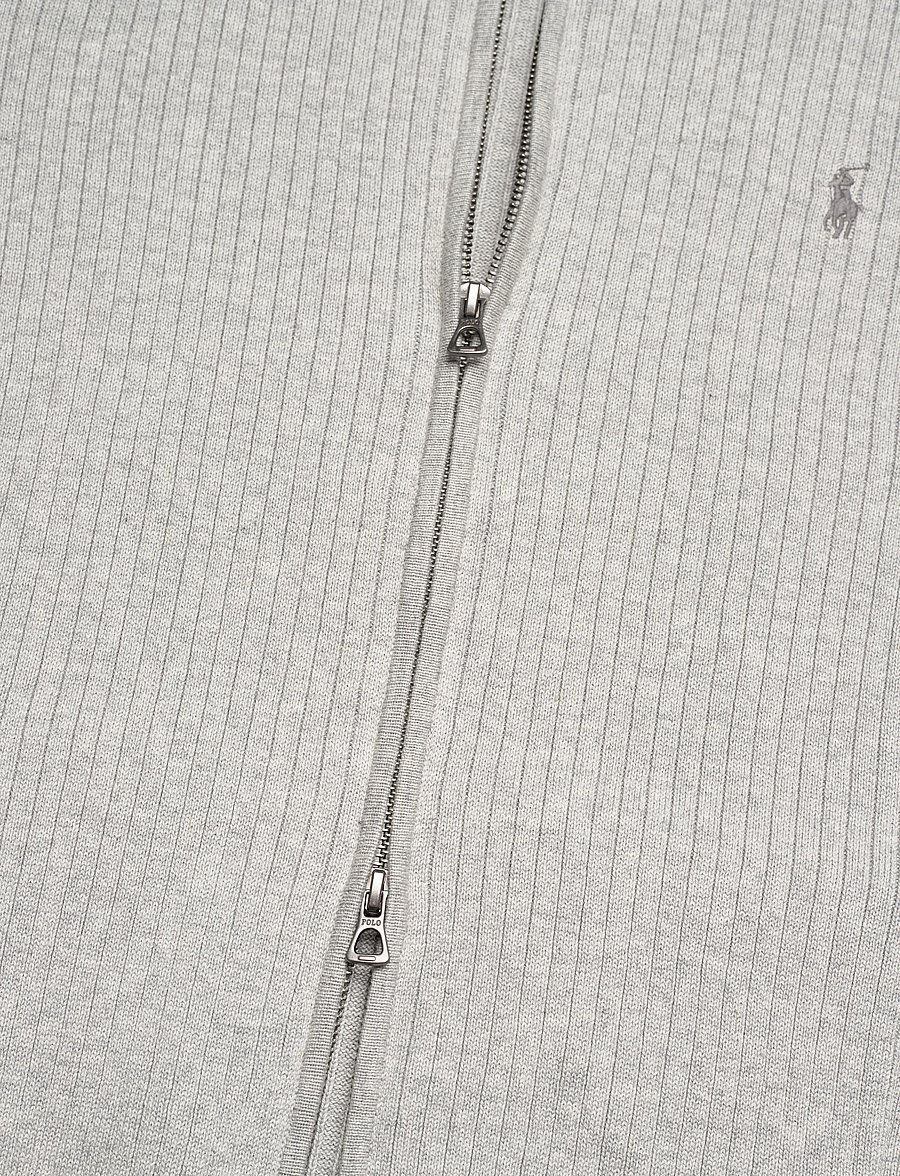 Polo Ralph Lauren - Rib-Knit Cotton Full-Zip Sweater - andover heather - 4