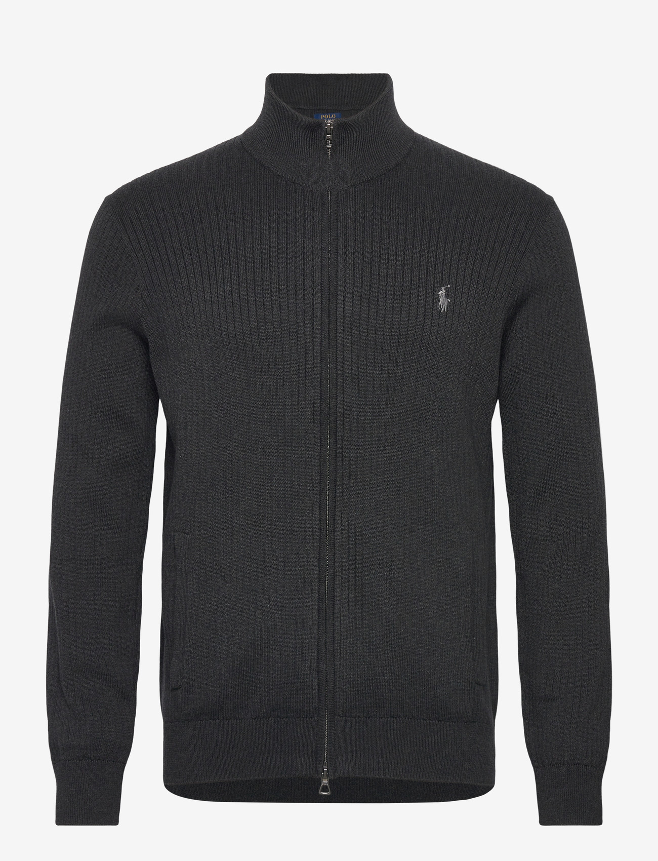 Polo Ralph Lauren - Rib-Knit Cotton Full-Zip Sweater - full zip jumpers - dark granite heat - 0