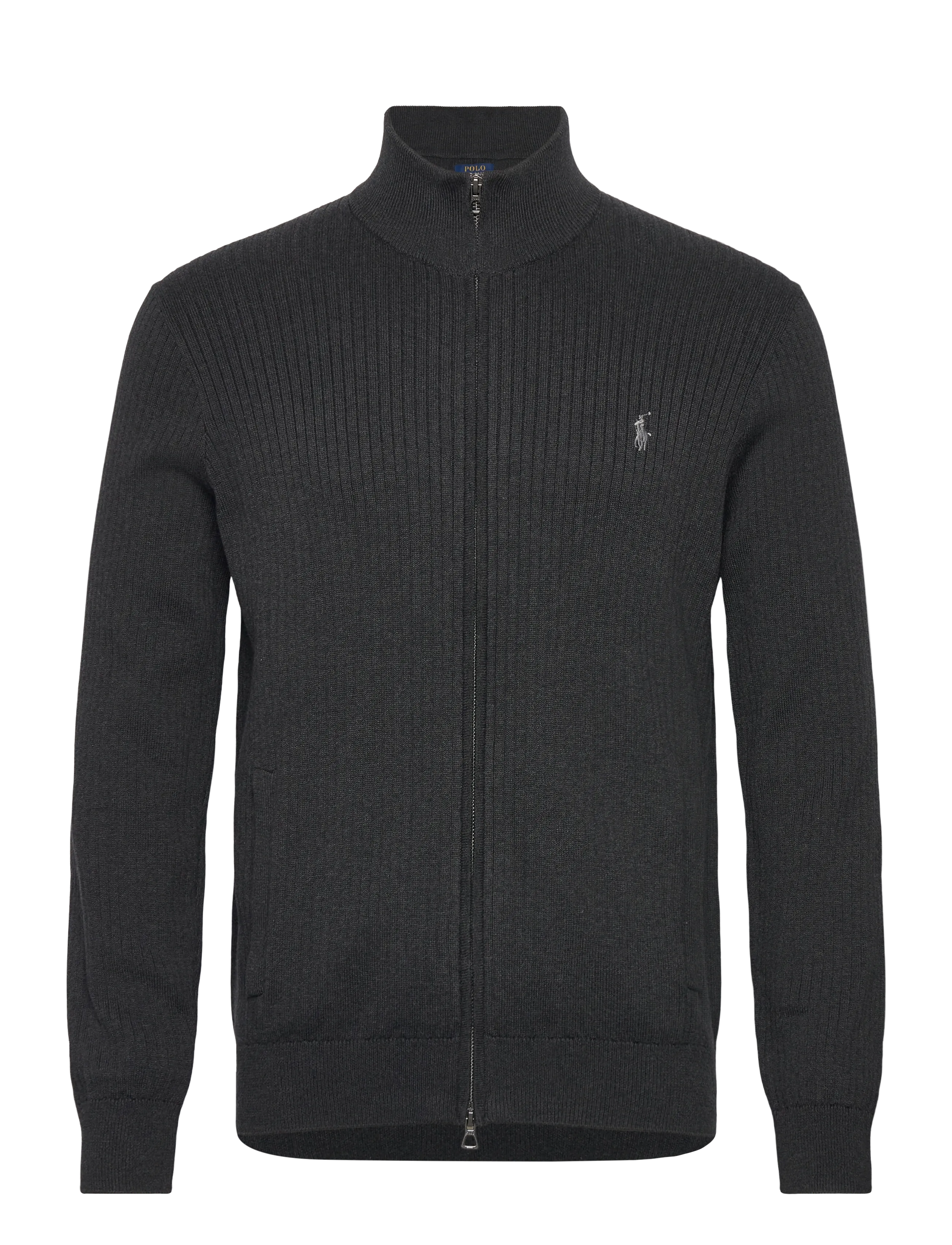 Polo Ralph Lauren Rib-Knit Cotton Full-Zip Sweater - Full zip strik - DARK GRANITE HEAT / grey