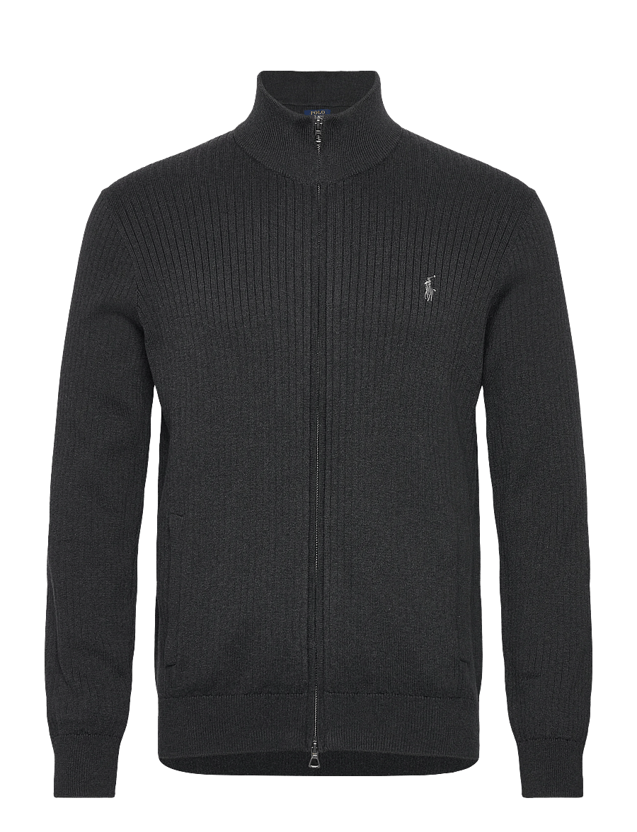 Polo Ralph Lauren - Rib-Knit Cotton Full-Zip Sweater - dark granite heat - 0