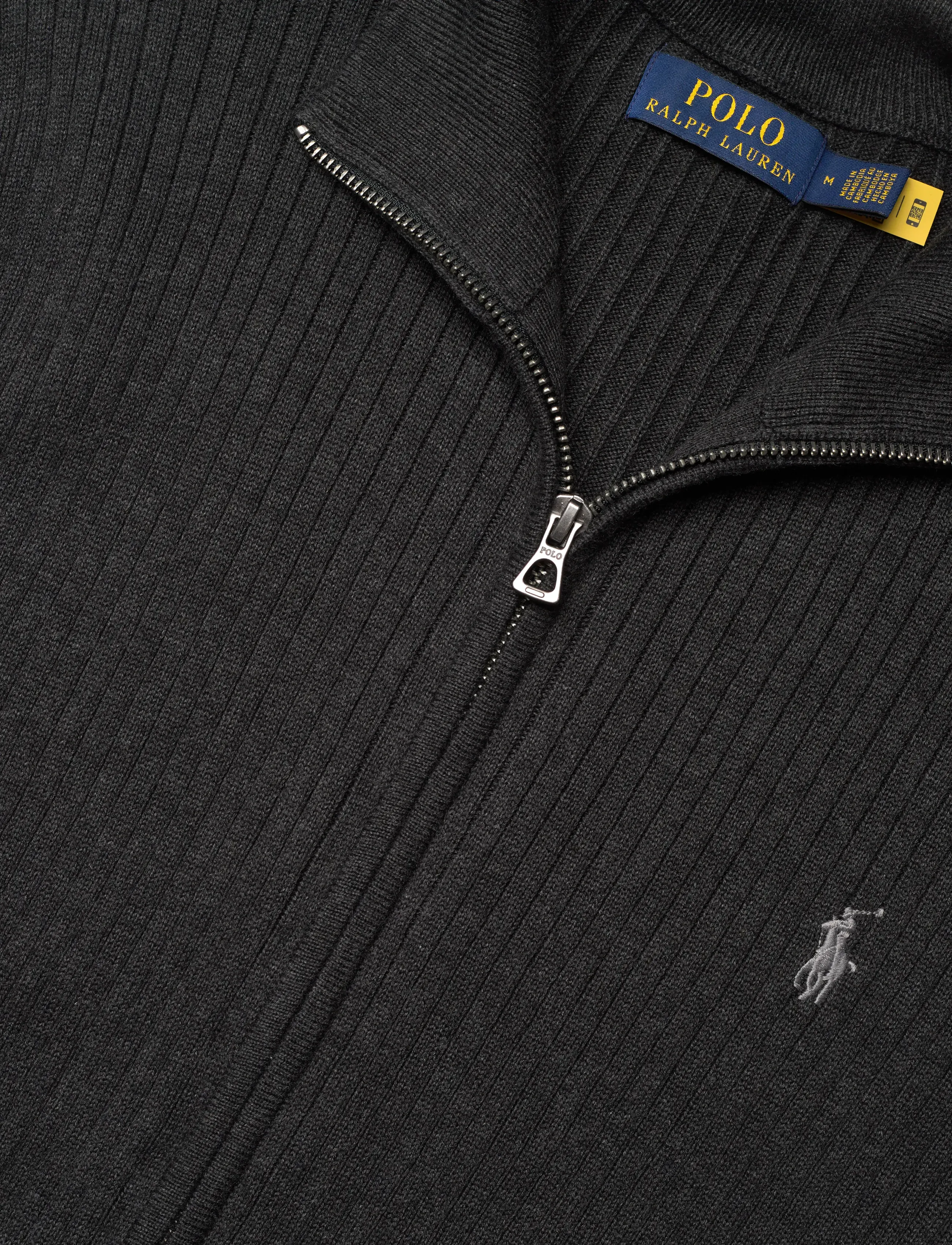 Polo Ralph Lauren - Rib-Knit Cotton Full-Zip Sweater - dark granite heat - 2