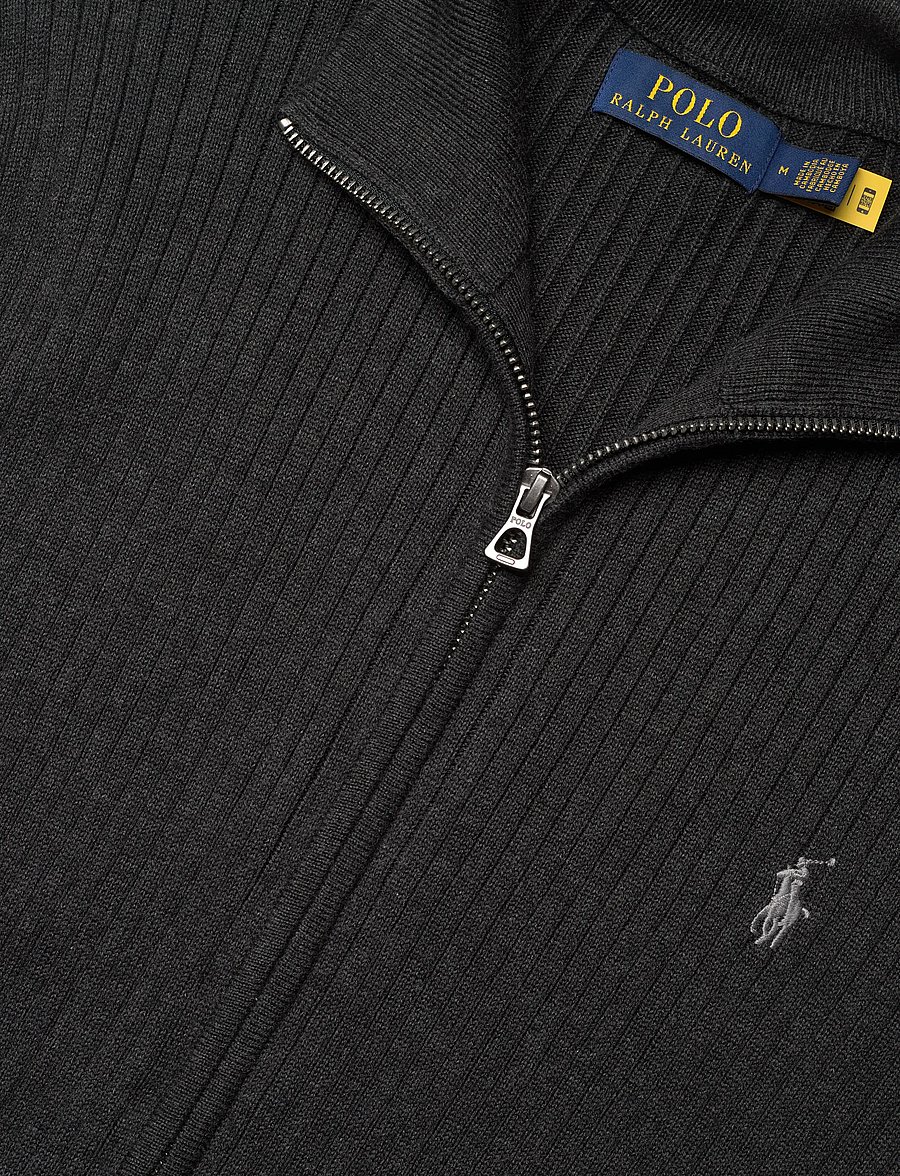 Polo Ralph Lauren - Rib-Knit Cotton Full-Zip Sweater - dark granite heat - 2