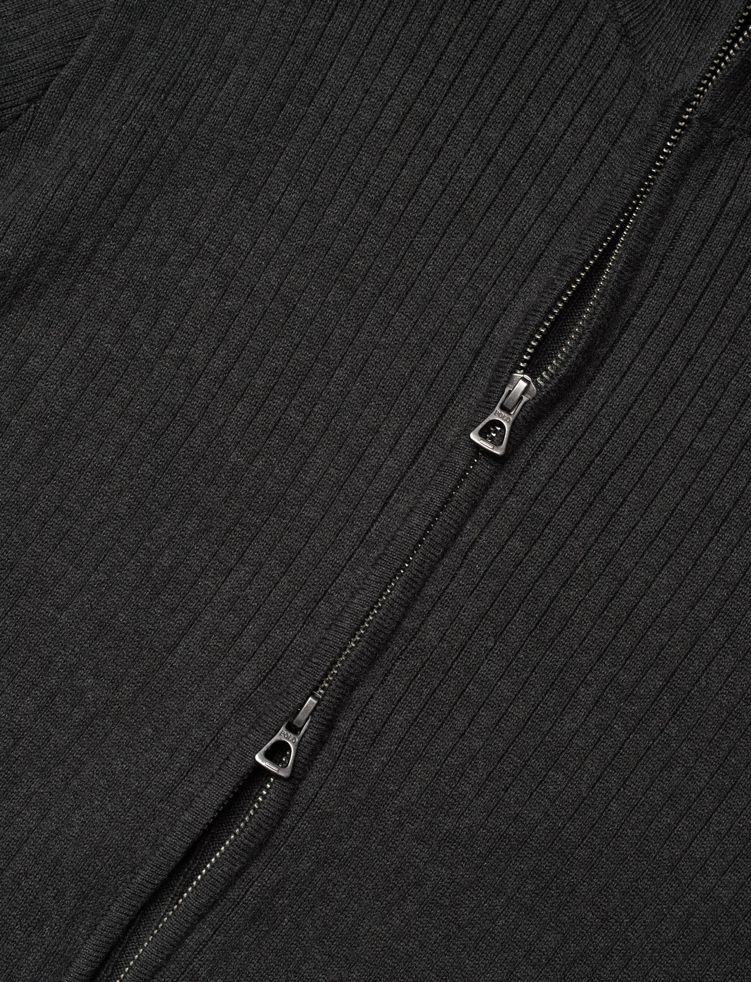 Polo Ralph Lauren - Rib-Knit Cotton Full-Zip Sweater - dark granite heat - 4
