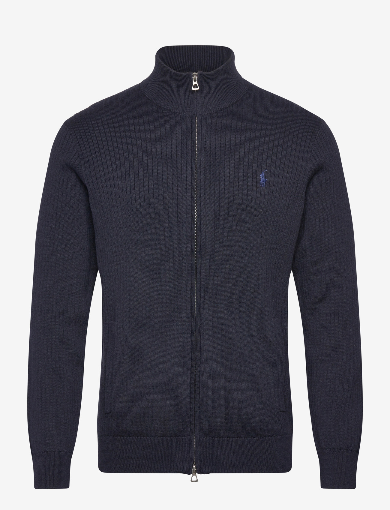 Polo Ralph Lauren - Rib-Knit Cotton Full-Zip Sweater - fullzip strik - navy hthr - 0