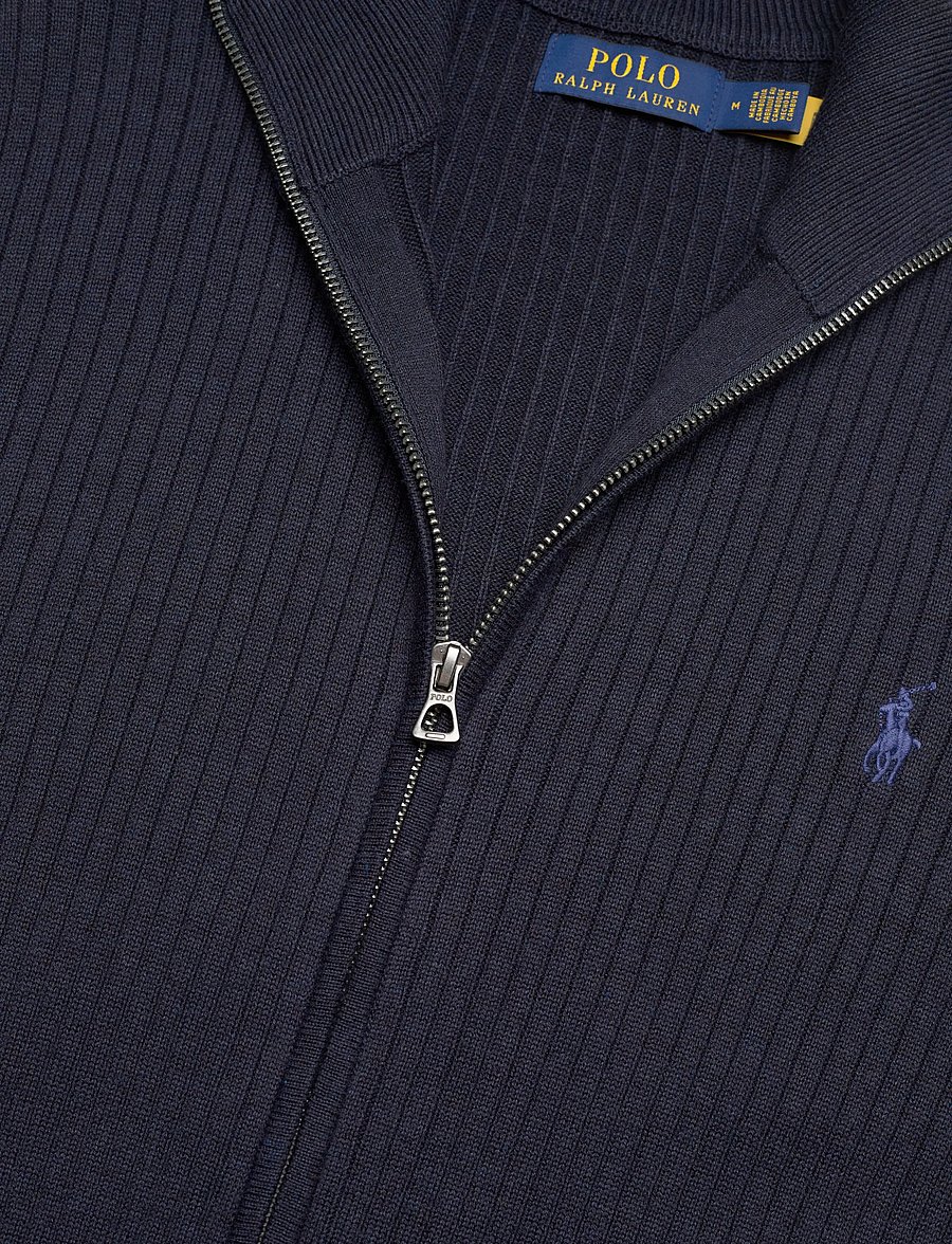 Polo Ralph Lauren - Rib-Knit Cotton Full-Zip Sweater - pullover mit durchgehendem reißverschluss - navy hthr - 2