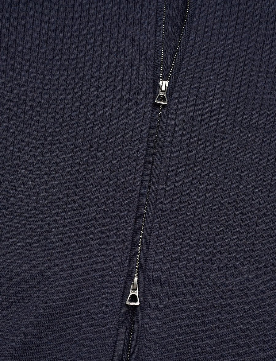 Polo Ralph Lauren - Rib-Knit Cotton Full-Zip Sweater - pullover mit durchgehendem reißverschluss - navy hthr - 4