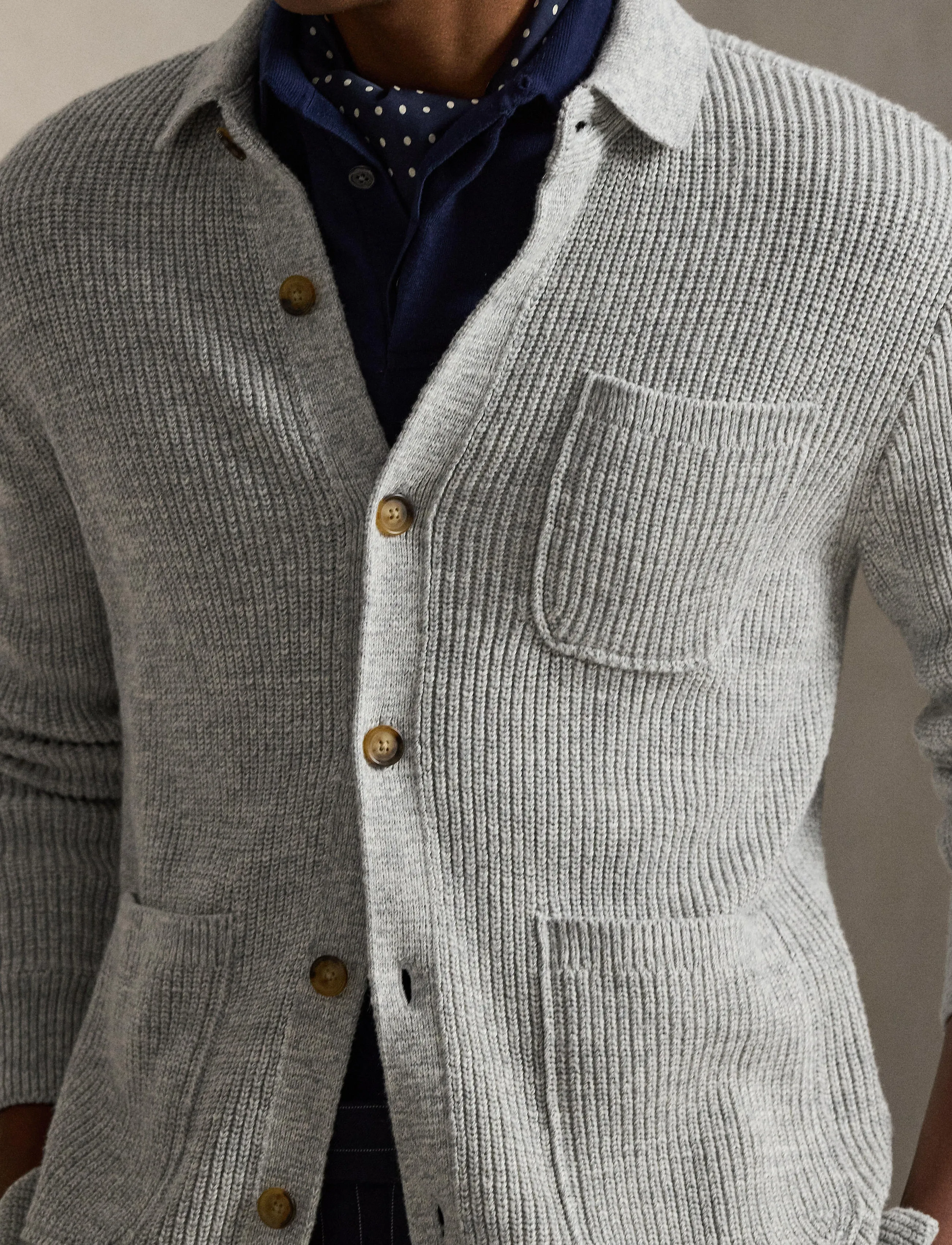 Polo Ralph Lauren - Textured Cotton Cardigan - cardigans - grey combo - 4