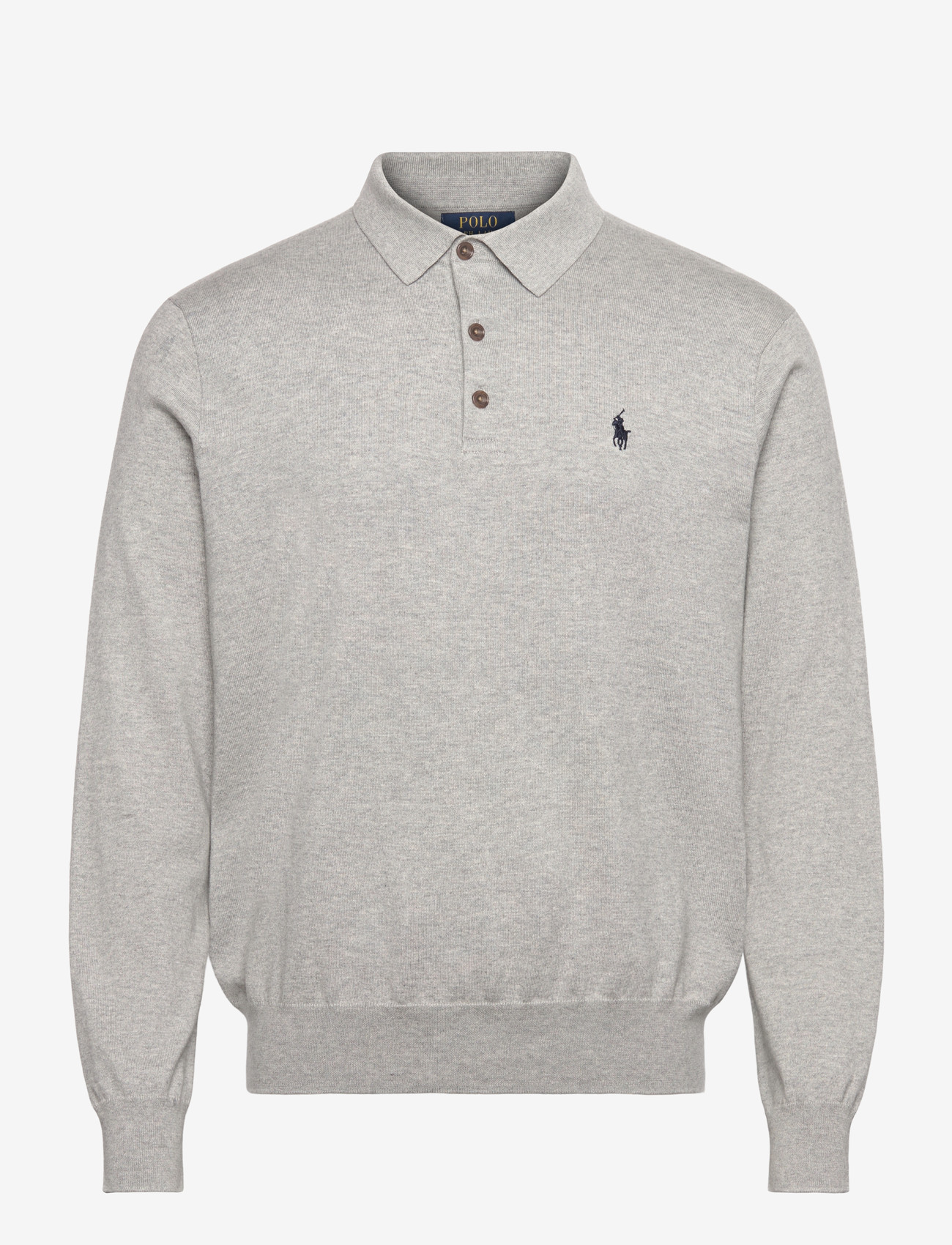 Polo Ralph Lauren - Cotton Polo-Collar Sweater - langærmede poloer - andover heather - 0