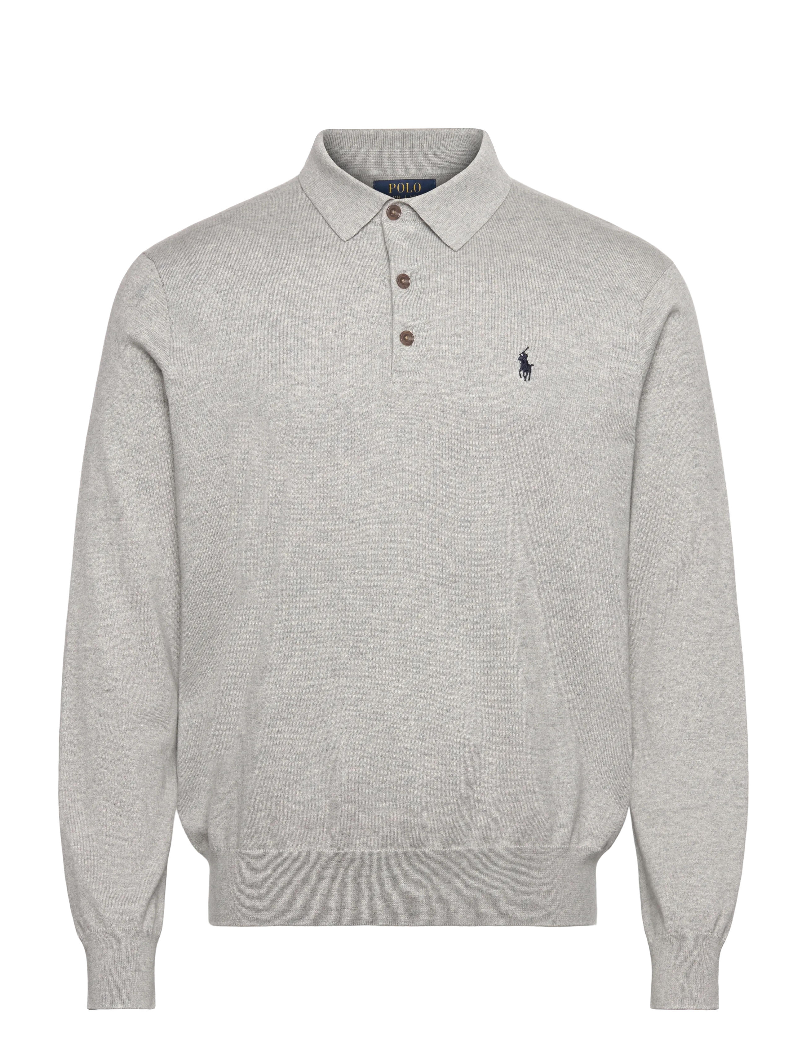 Cotton Polo-Collar Sweater - ANDOVER HEATHER