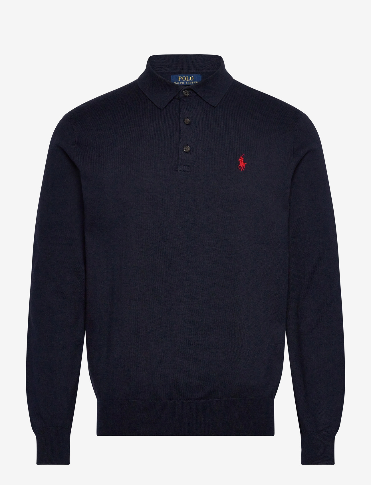 Polo Ralph Lauren - Cotton Polo-Collar Sweater - långärmade pikéer - hunter navy - 0