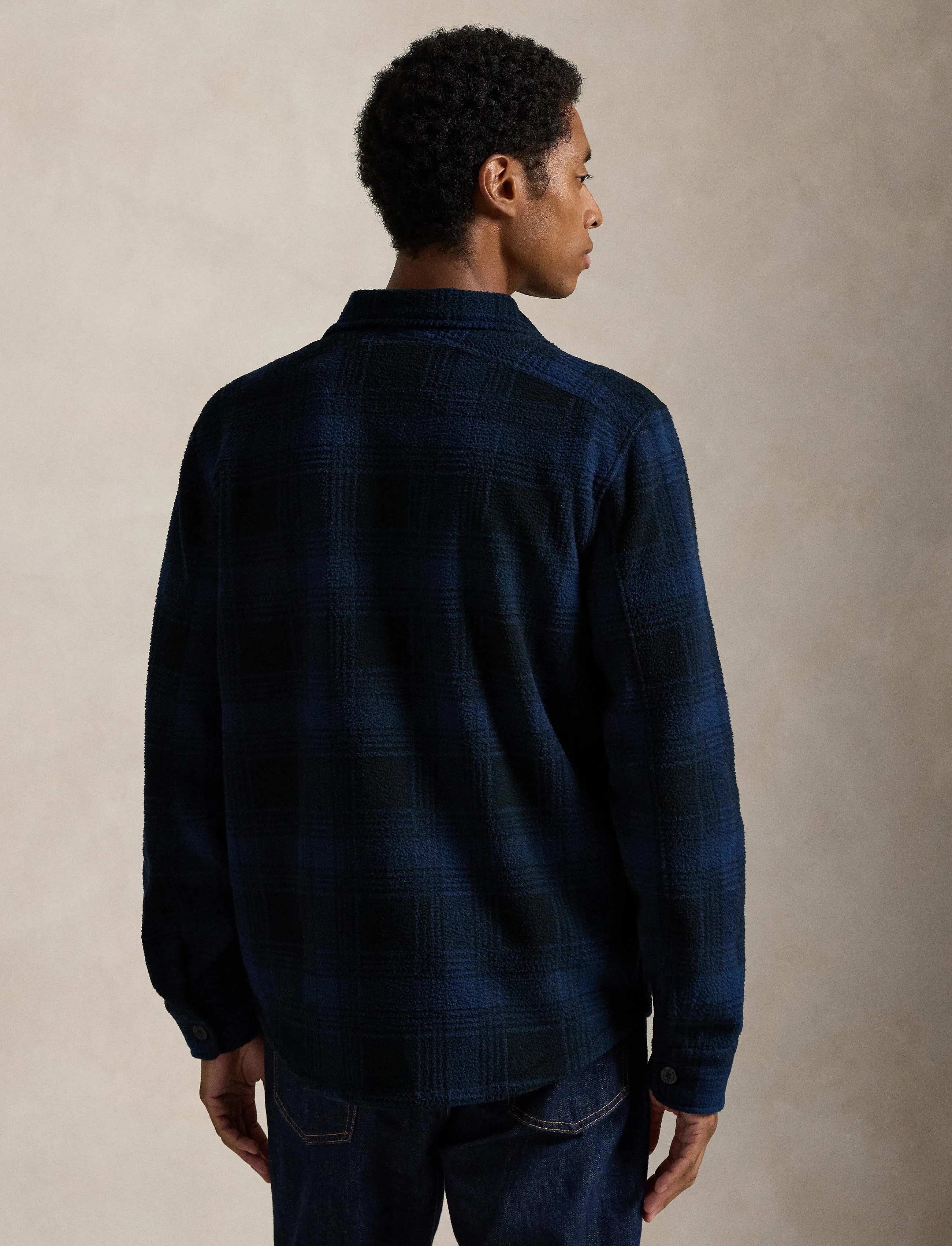 Polo Ralph Lauren Plaid Pile Fleece Overshirt, XL, Blue, Overdele > Overtrøjer, Herre