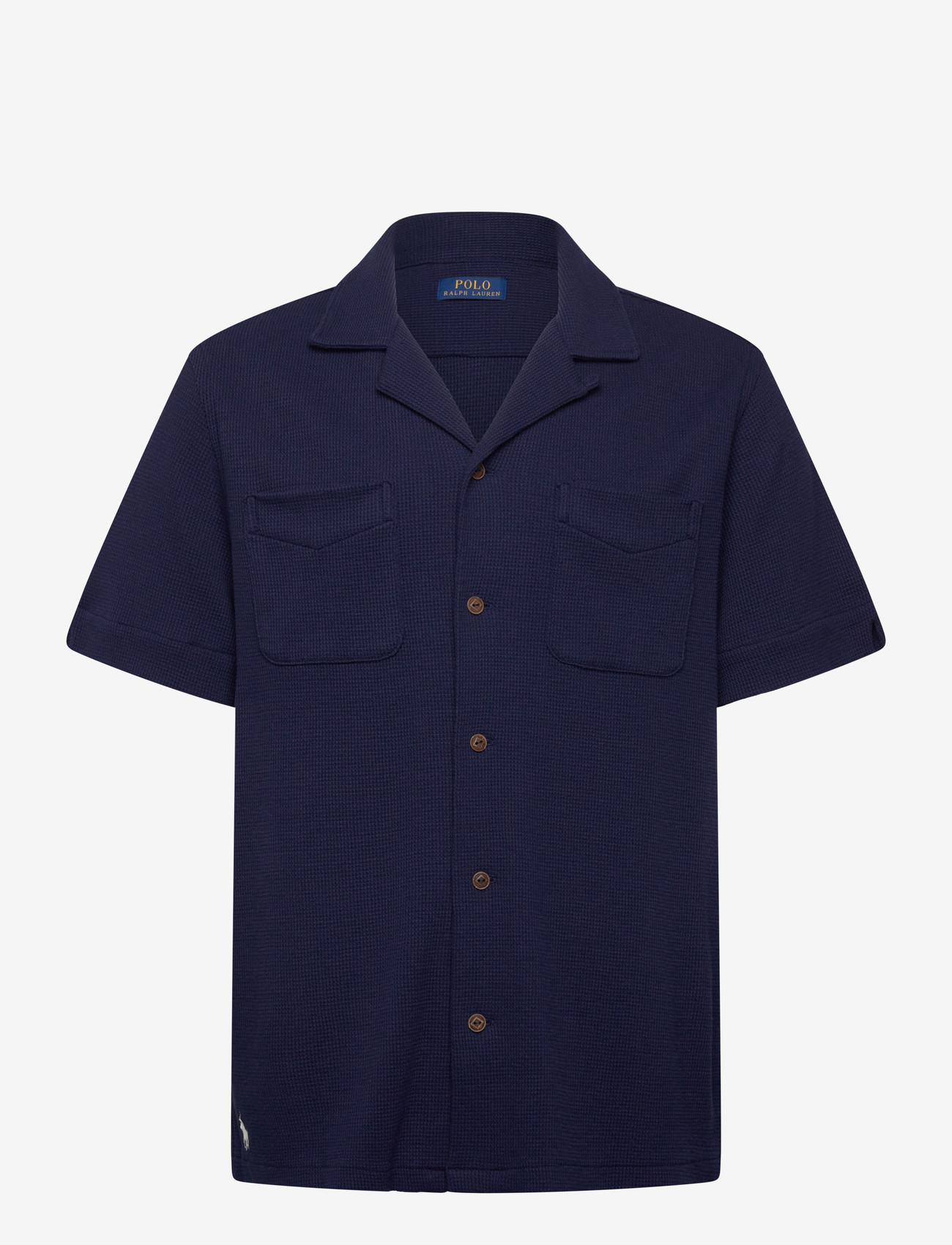 Polo Ralph Lauren - Waffle-Knit Cotton-Linen Camp Shirt - short-sleeved shirts - newport navy - 0