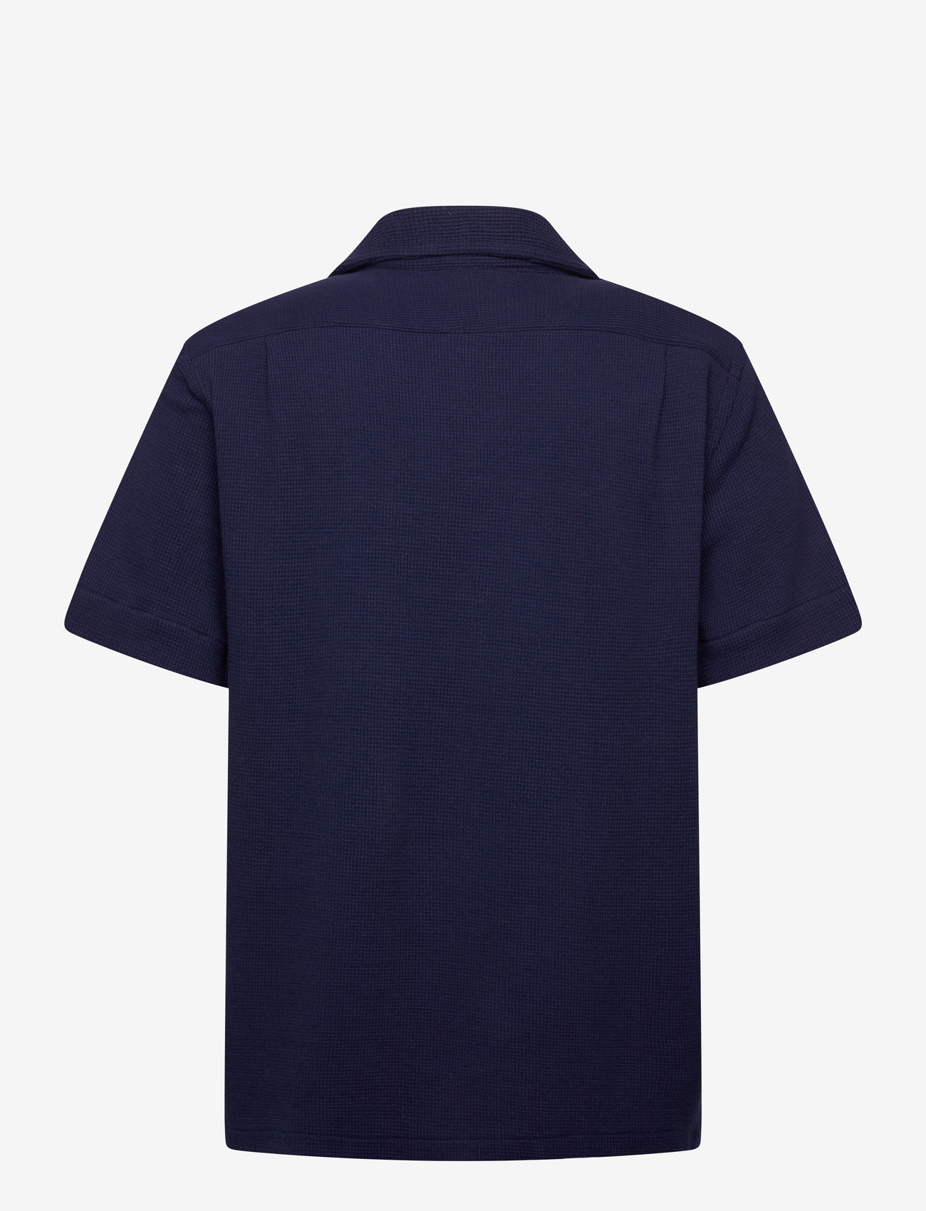 Polo Ralph Lauren - Waffle-Knit Cotton-Linen Camp Shirt - short-sleeved shirts - newport navy - 1
