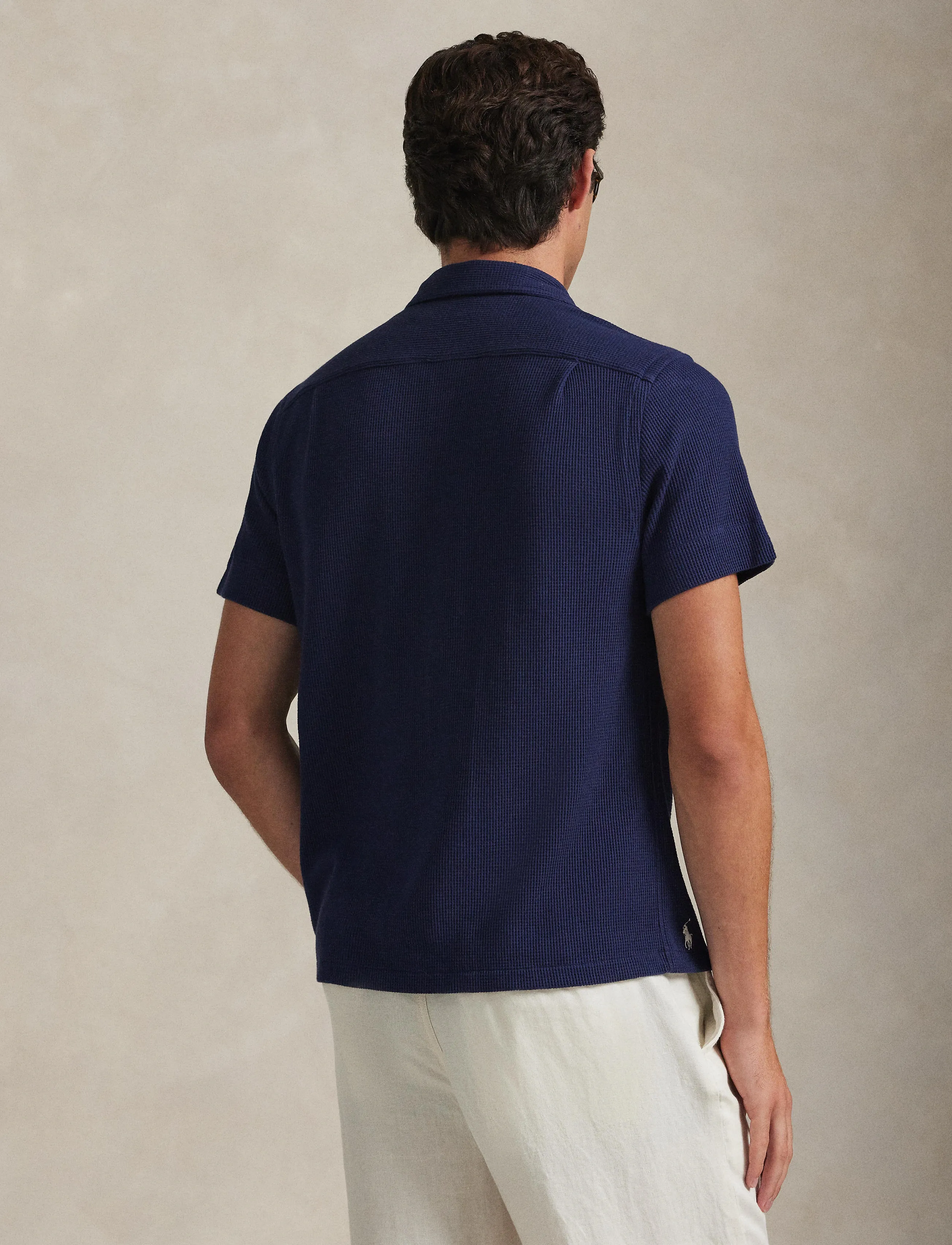 Polo Ralph Lauren - COTTON LINEN WAFFLE-KNT-PULLOVER - kurzarmhemden - newport navy - 3