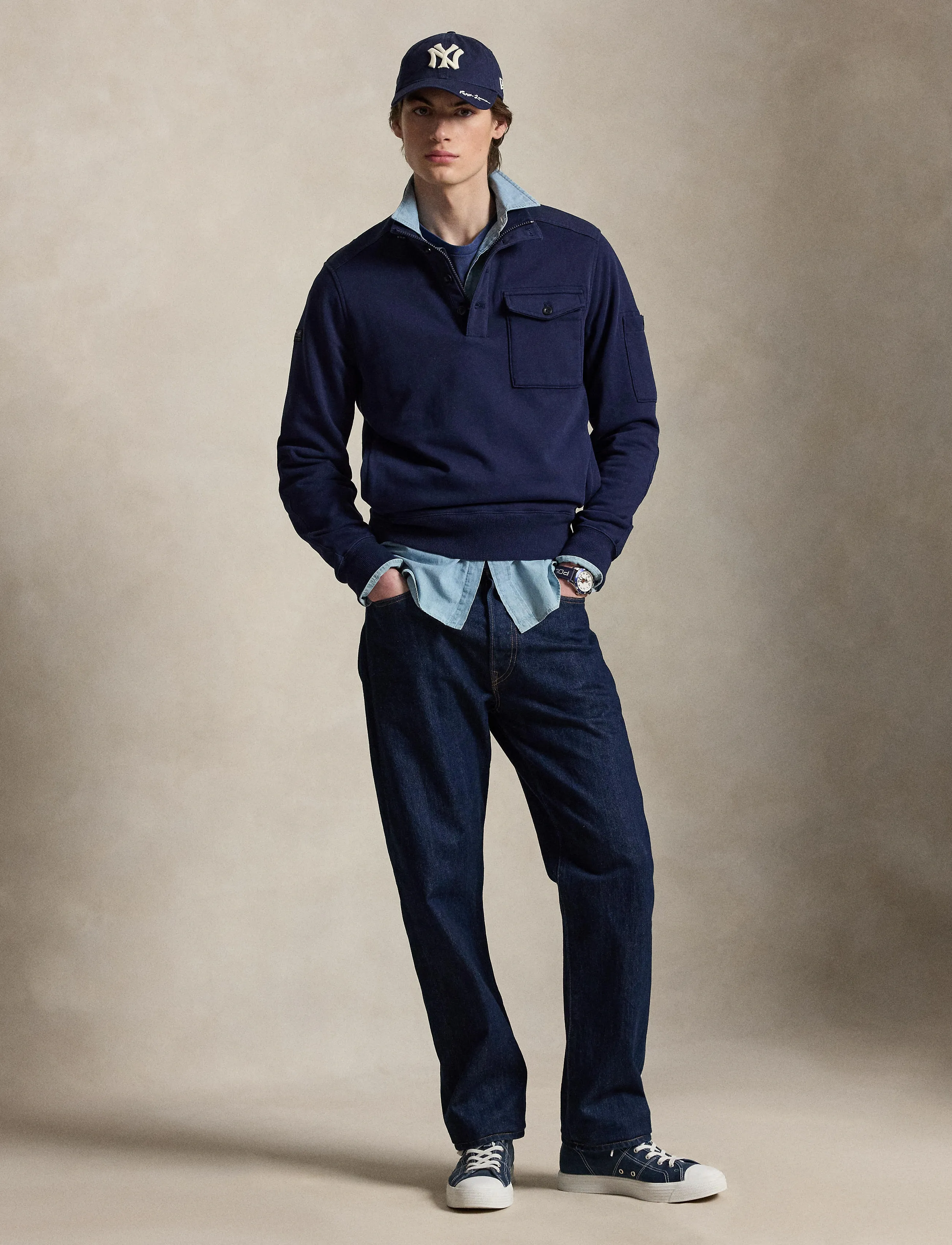 Polo Ralph Lauren Loopback Fleece Utility Sweatshirt - Apģērbi - CRUISE NAVY / navy