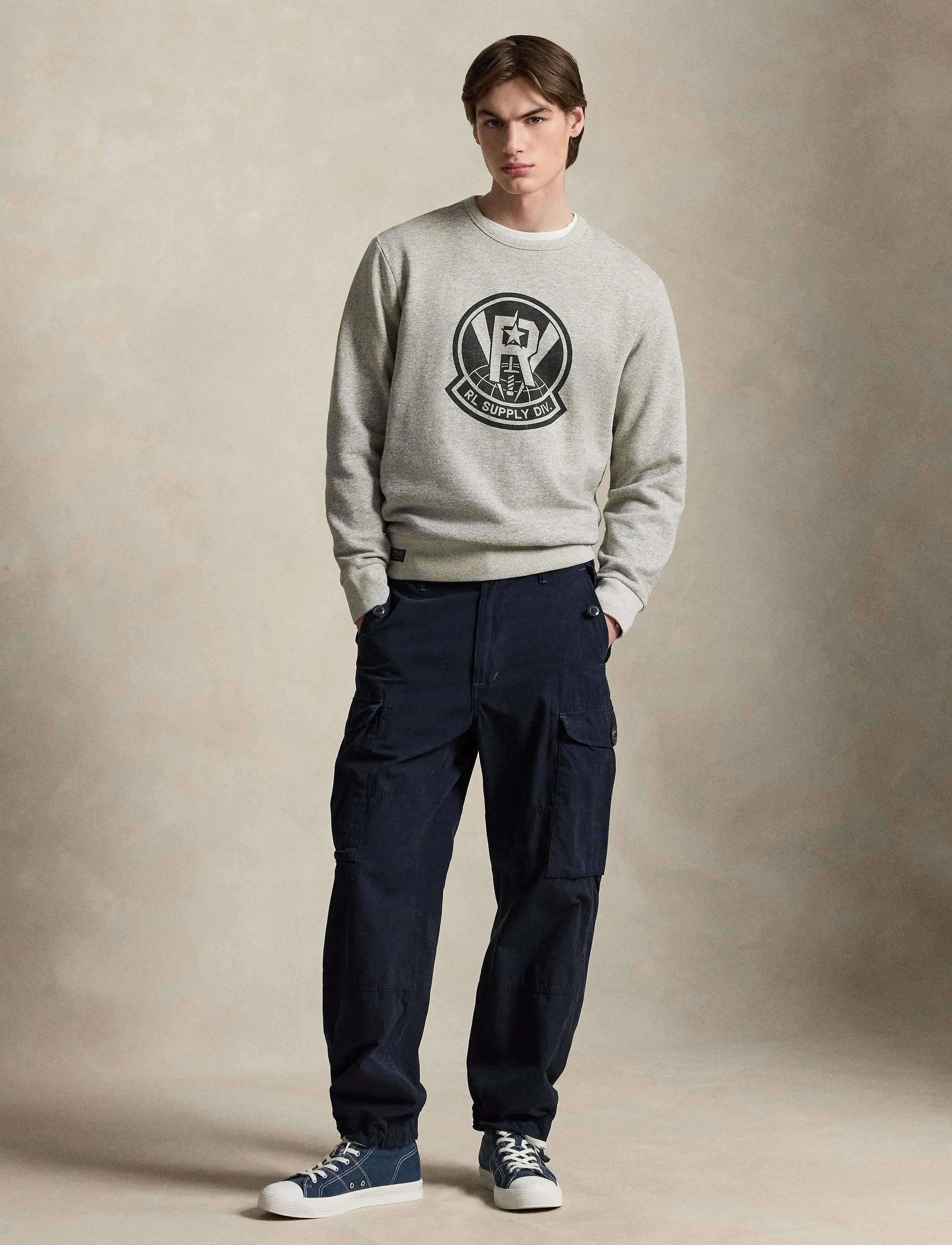 Polo Ralph Lauren Vintage Fleece-Knt-Sweatshirt, M, Sweatshirts & Hoodies, Grau - Sweatshirts, Männerswear