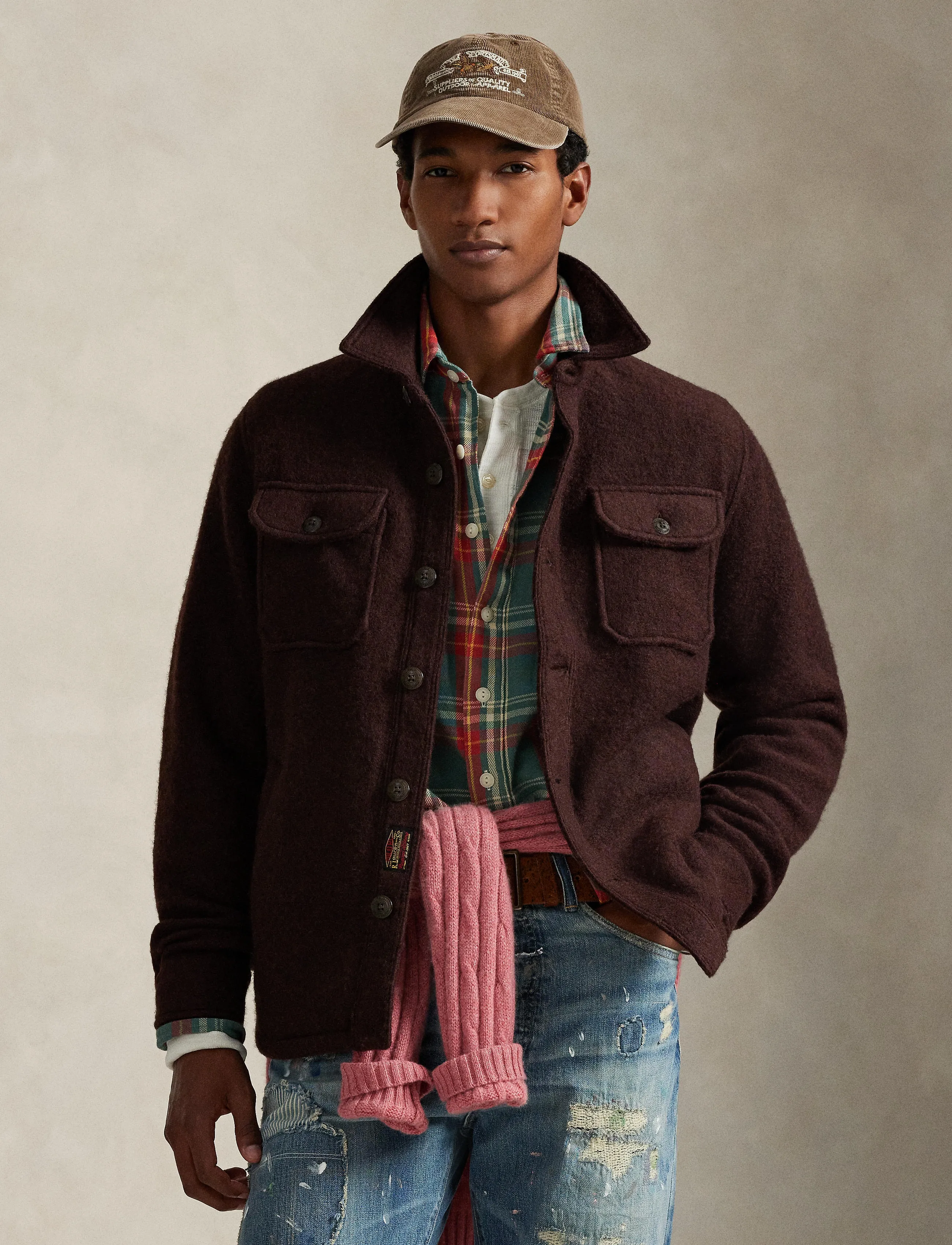 Polo Ralph Lauren Felted Wool-Blend Overshirt - Winter jackets - CIRCUIT BROWN / brown