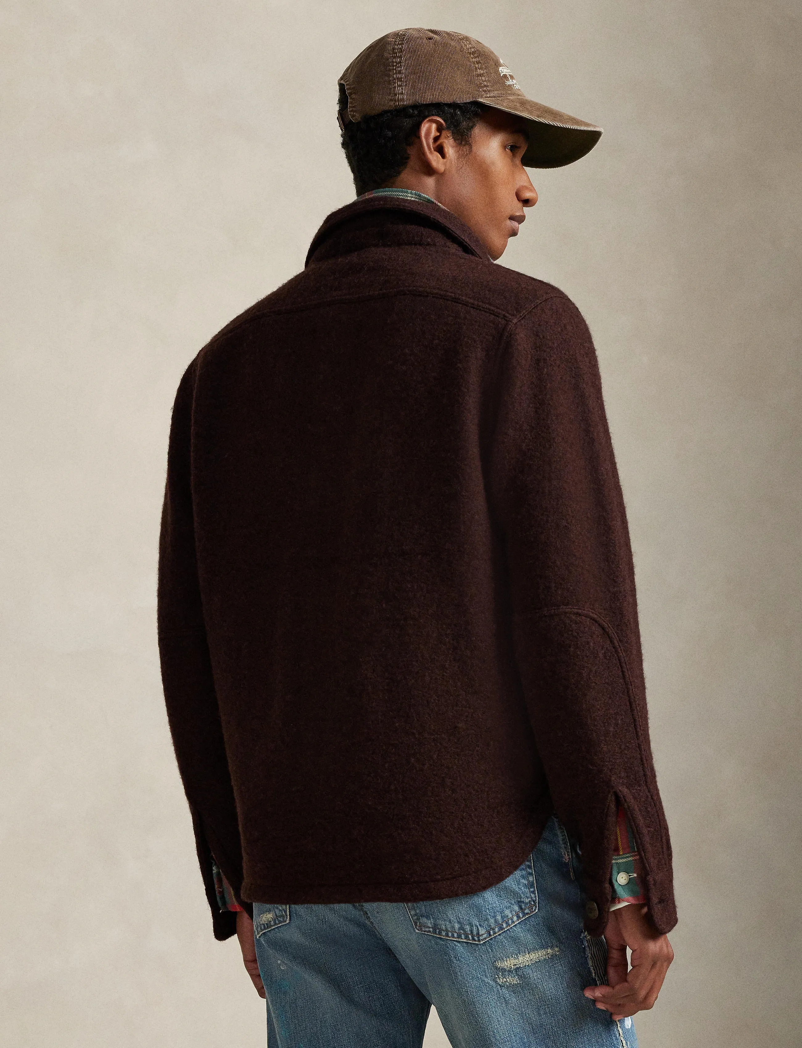 Polo Ralph Lauren FELTED WOOL-KNT-PULLOVER - Overtøj - CIRCUIT BROWN / brown