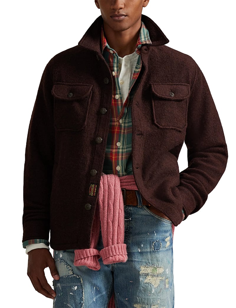 Polo Ralph Lauren - Felted Wool-Blend Overshirt - vilnoniai švarkeliai - circuit brown - 5