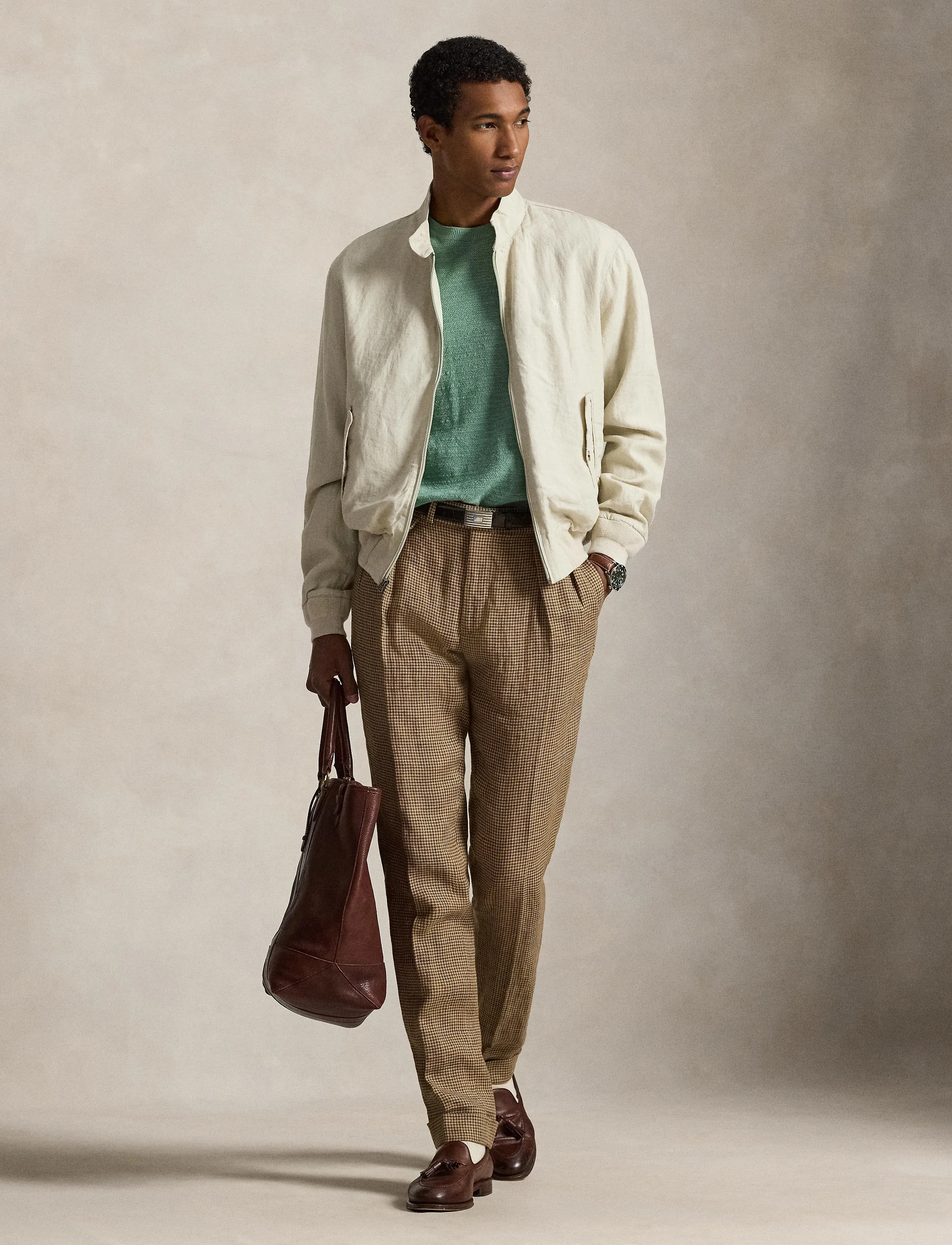 Polo Ralph Lauren The Bedford Linen Herringbone Jacket, L, Jackets, Beige - Bomber Männerswear