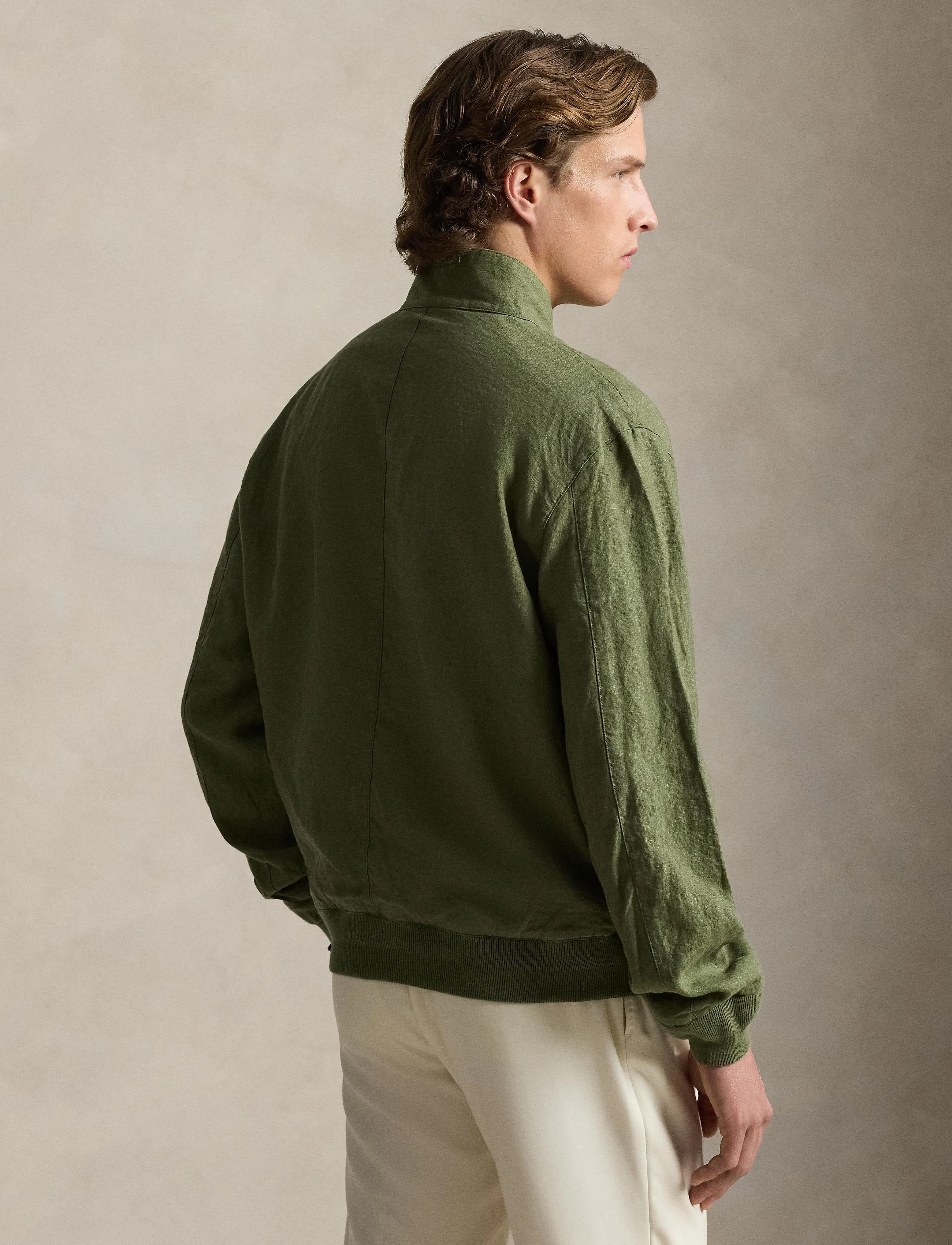 Polo Ralph Lauren The Bedford Linen Herringbone Jacket, XL, Jackets, Khakigrün - Bomber Männerswear