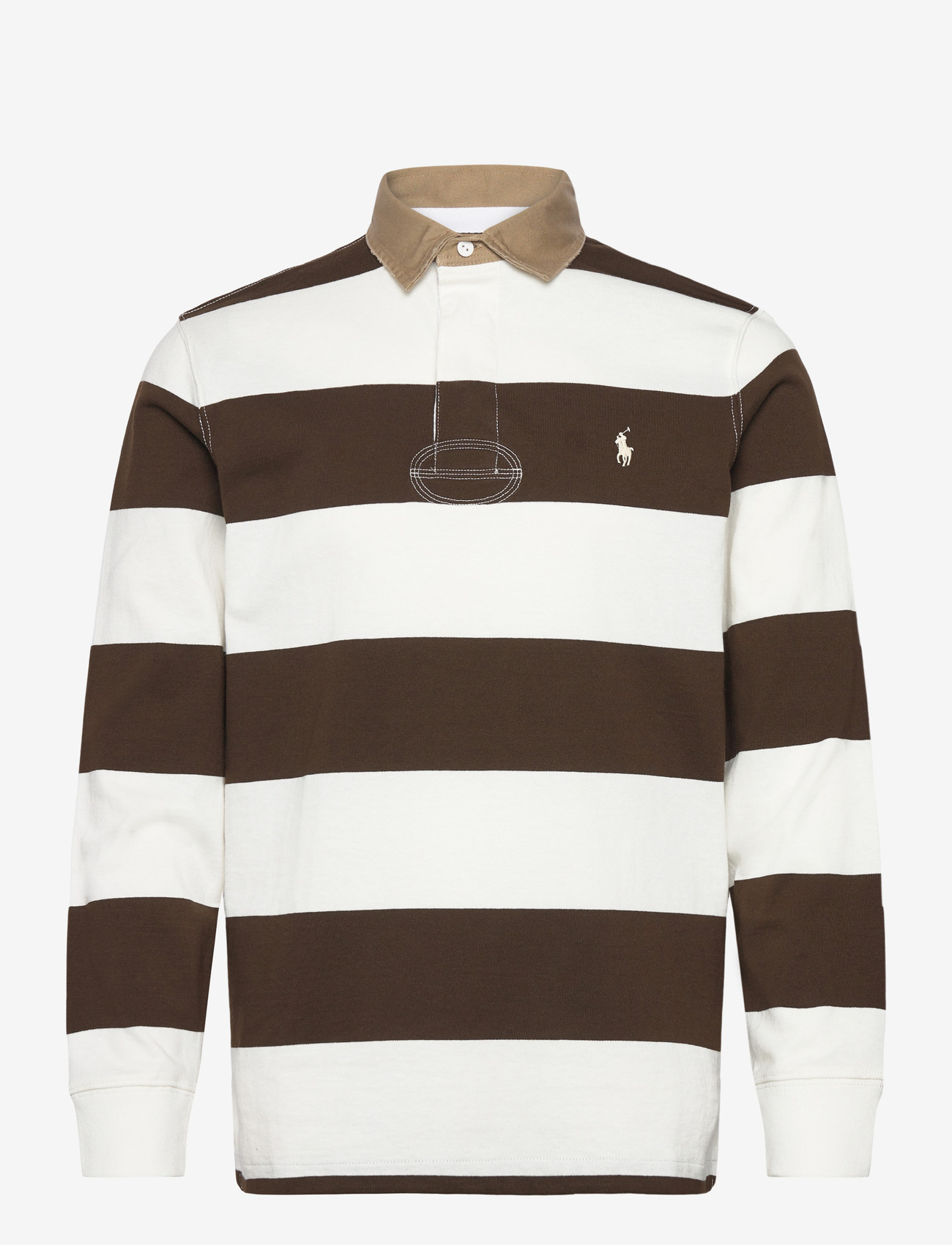 Polo Ralph Lauren - Classic Fit Khaki-Collar Rugby Shirt - langærmede poloer - dark brown/trophy - 0