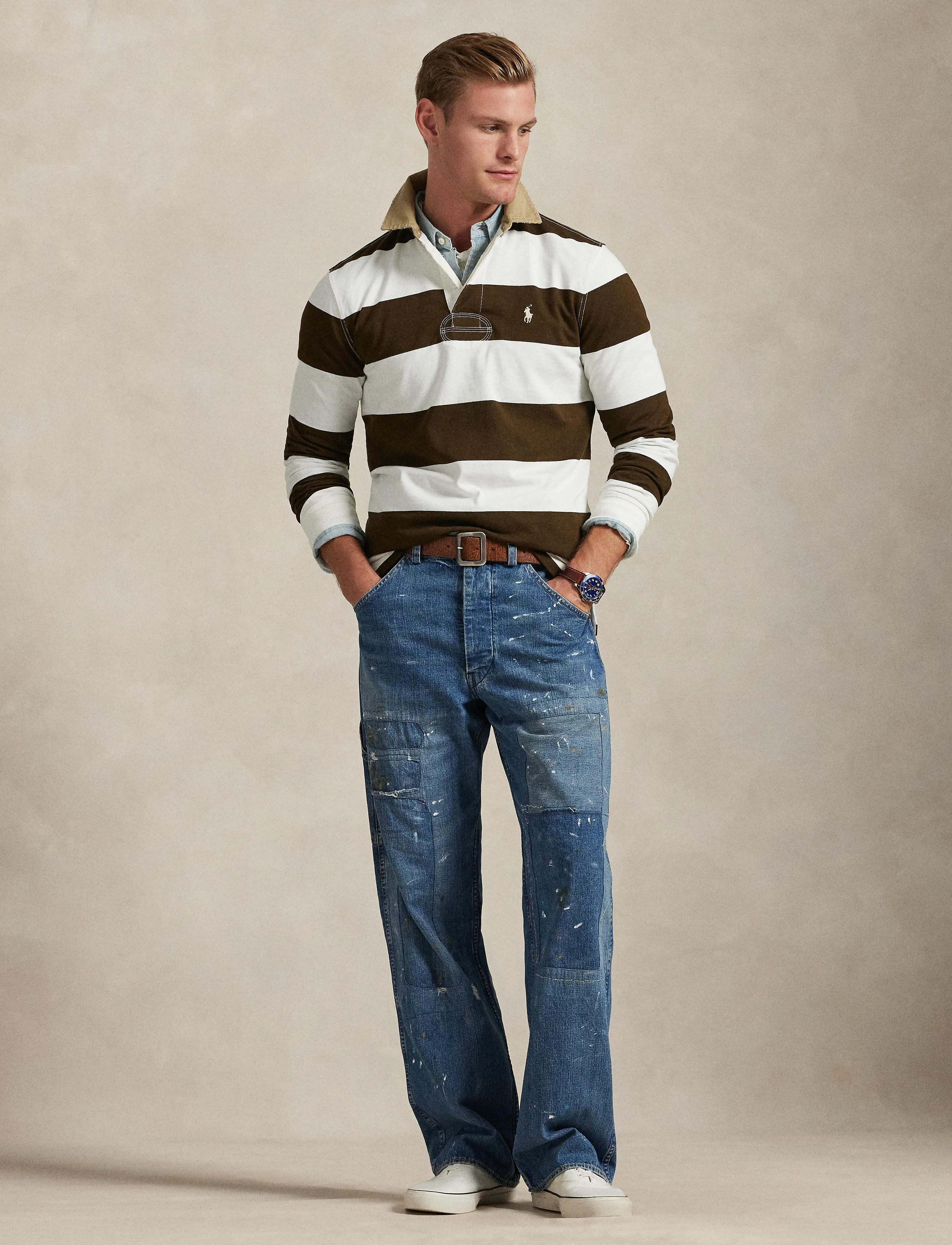 Polo Ralph Lauren Classic Fit Khaki-Collar Rugby Shirt - Neuheiten - DARK BROWN/TROPHY / brown