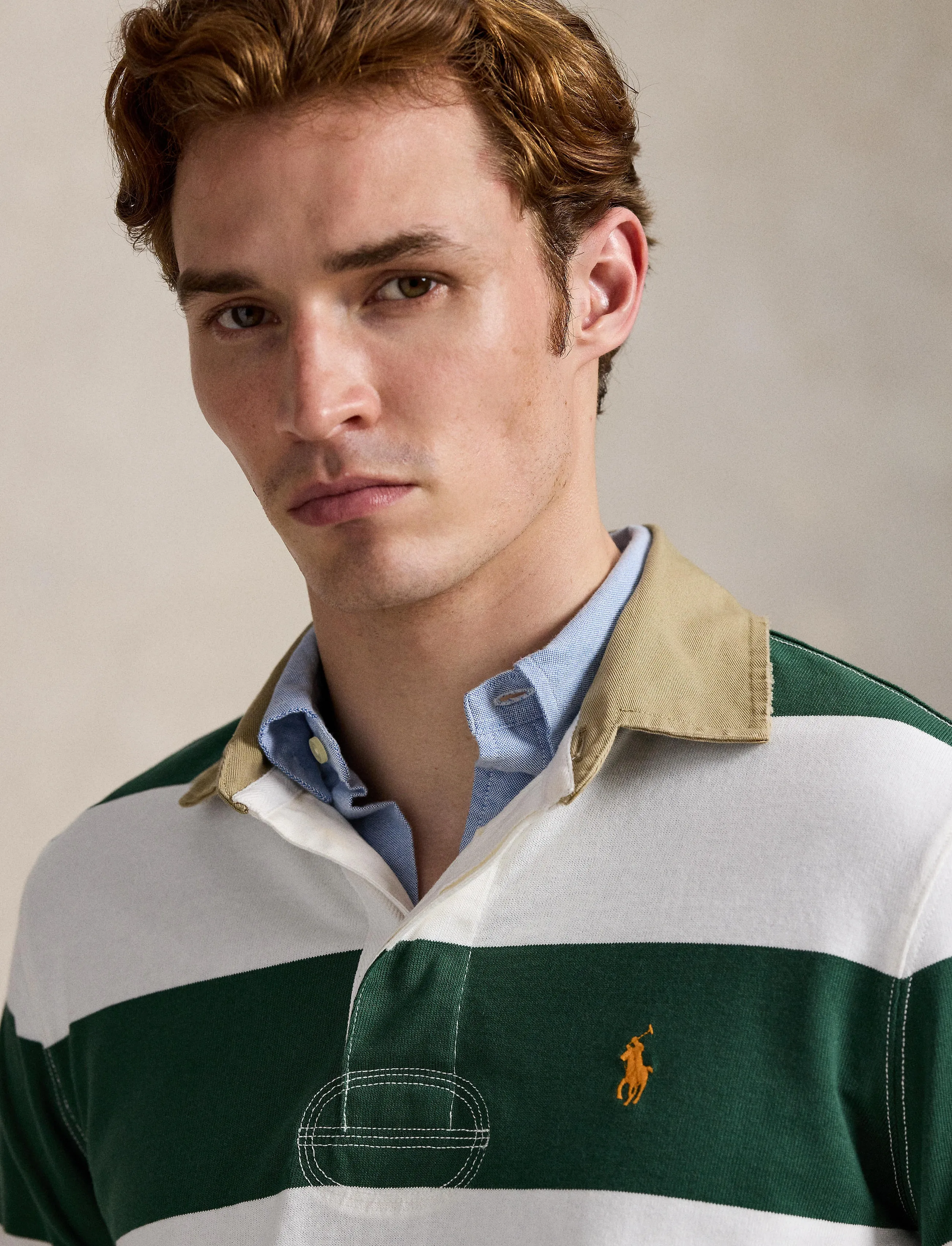 Polo Ralph Lauren - Classic Fit Khaki-Collar Rugby Shirt - langärmelig - grass green/troph - 4