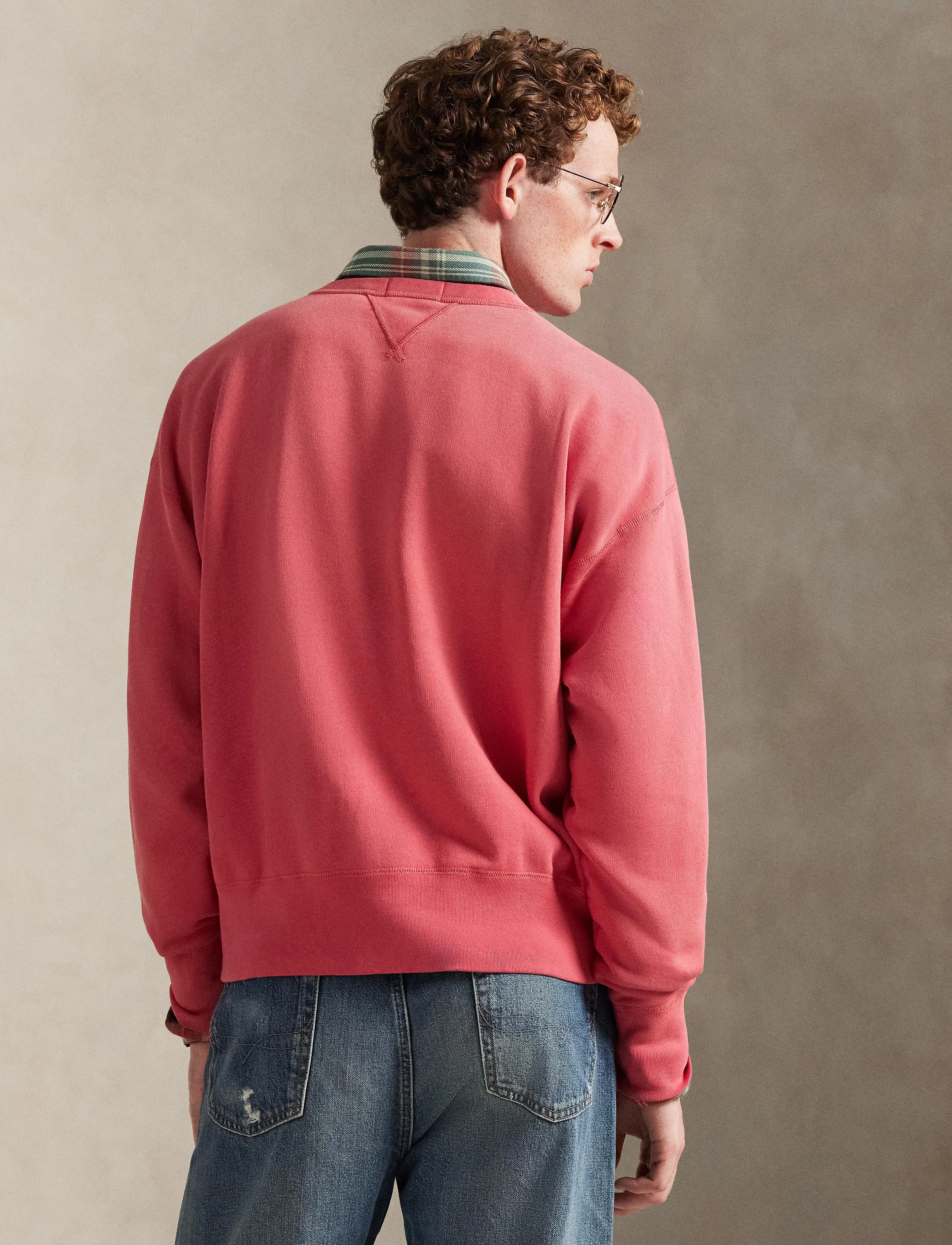 Polo Ralph Lauren Seasonal Fleece-Knt-Sweatshirt, Mænd, Grafisk Print Crew Neck Sweatshirt, Pink, Str: XS