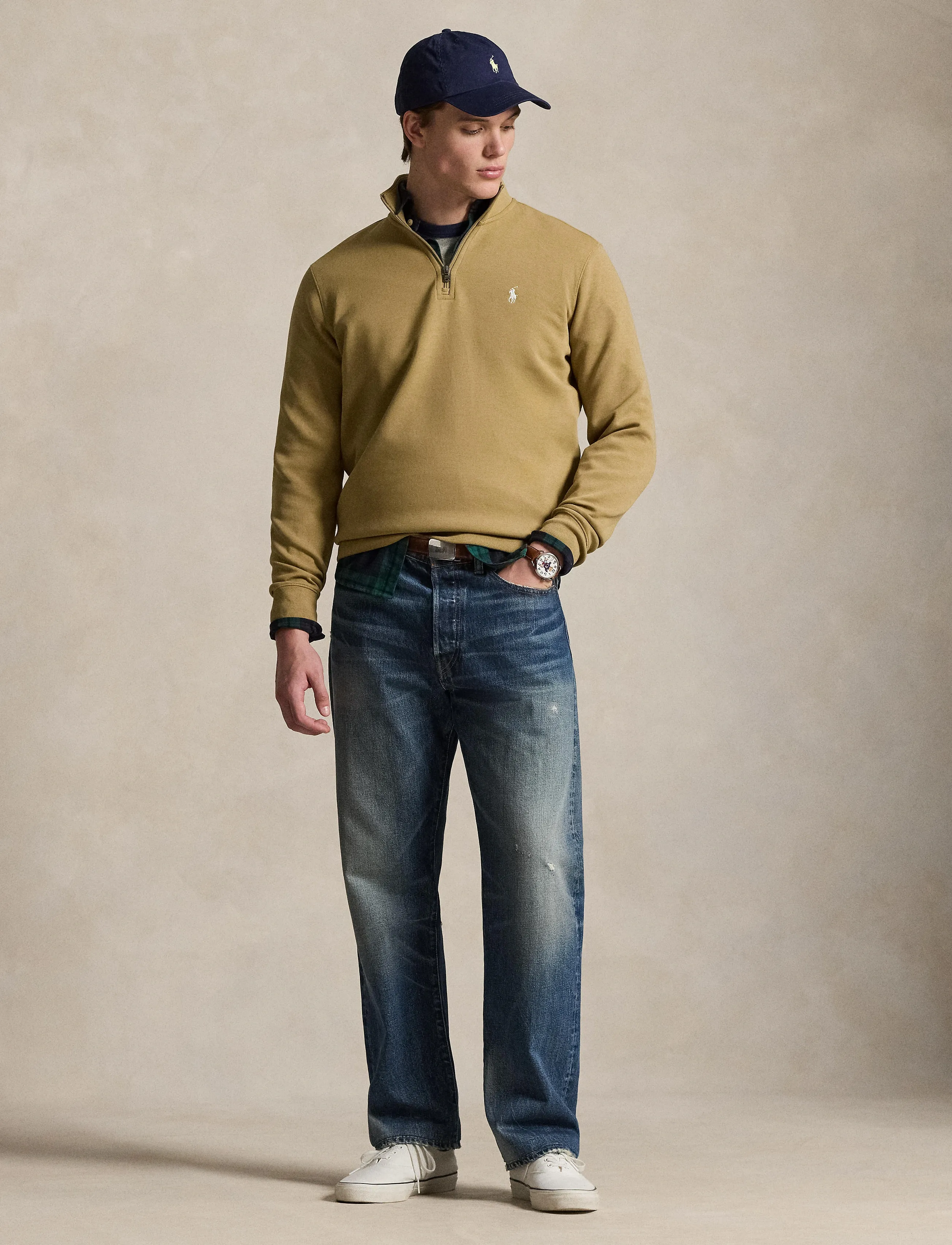 Polo Ralph Lauren Double-Knit Quarter-Zip Pullover, S, Sweatshirts & Hættetrøjer > Sweatshirts, Herre