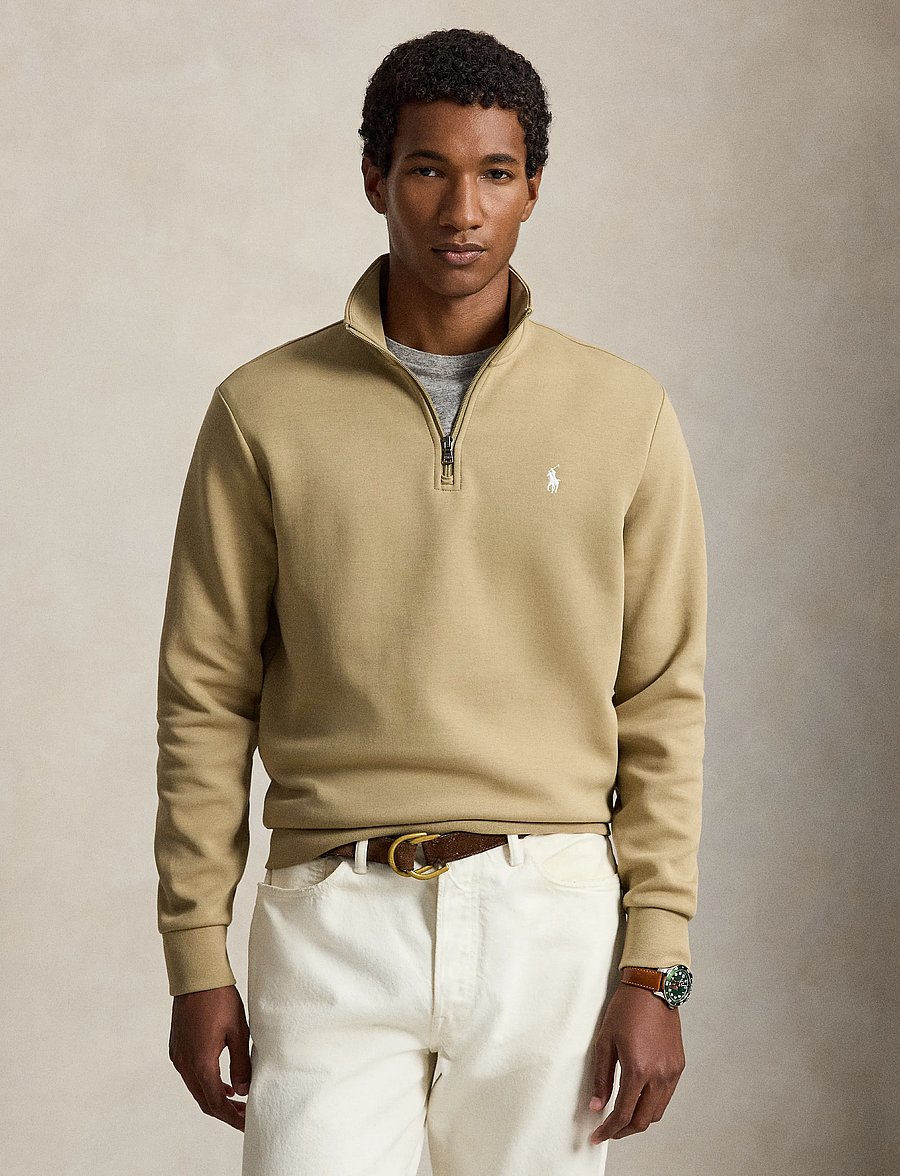 Polo Ralph Lauren - Double-Knit Quarter-Zip Pullover - pullover mit halbem reißverschluss - surrey tan/c1730 - 0