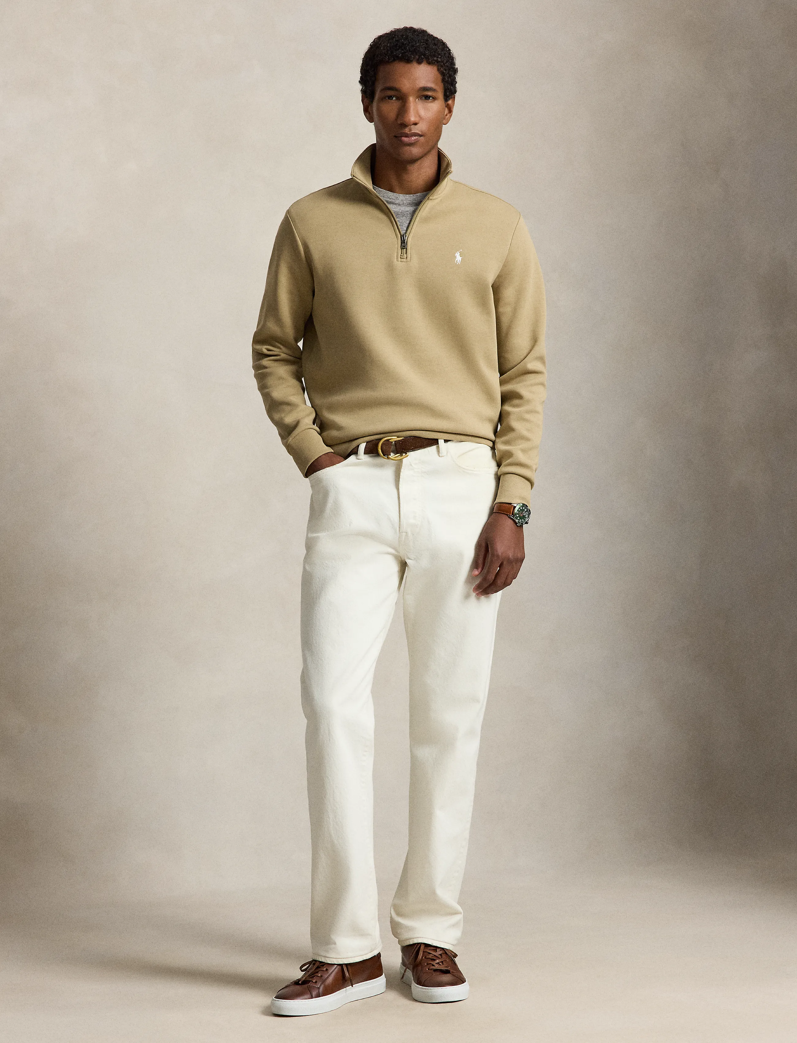 Polo Ralph Lauren - Double-Knit Quarter-Zip Pullover - pullover mit halbem reißverschluss - surrey tan/c1730 - 4