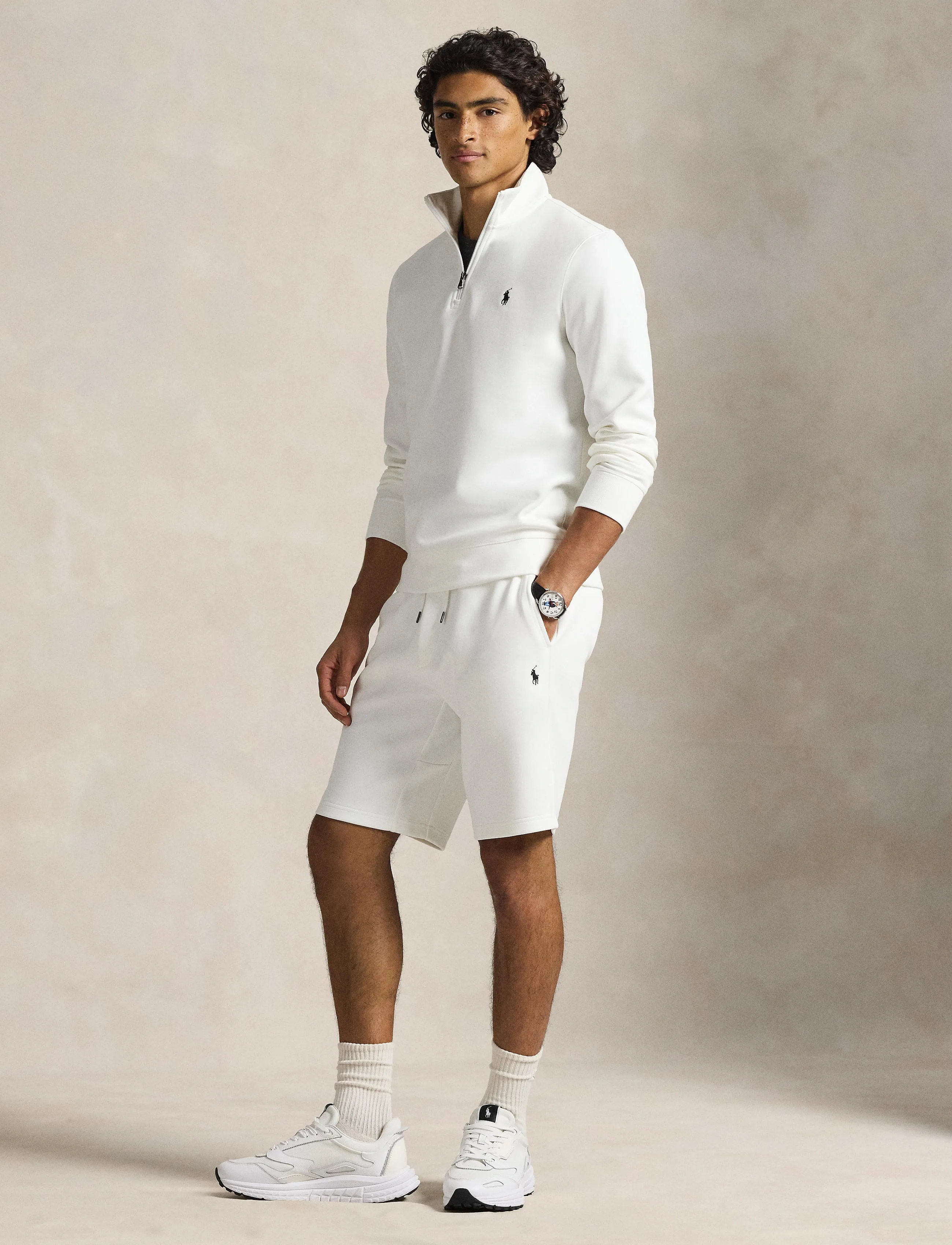 Polo Ralph Lauren Double-Knit Quarter-Zip Pullover, XXL, White, Sweatshirts & Hættetrøjer > Sweatshirts, Herre