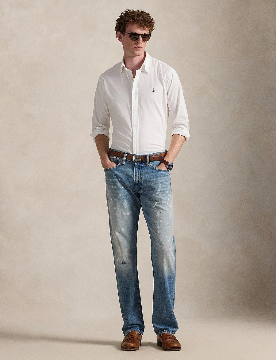 Polo Ralph Lauren - Custom Fit Stretch Oxford Shirt - oxford skjorter - 5026b white - 0